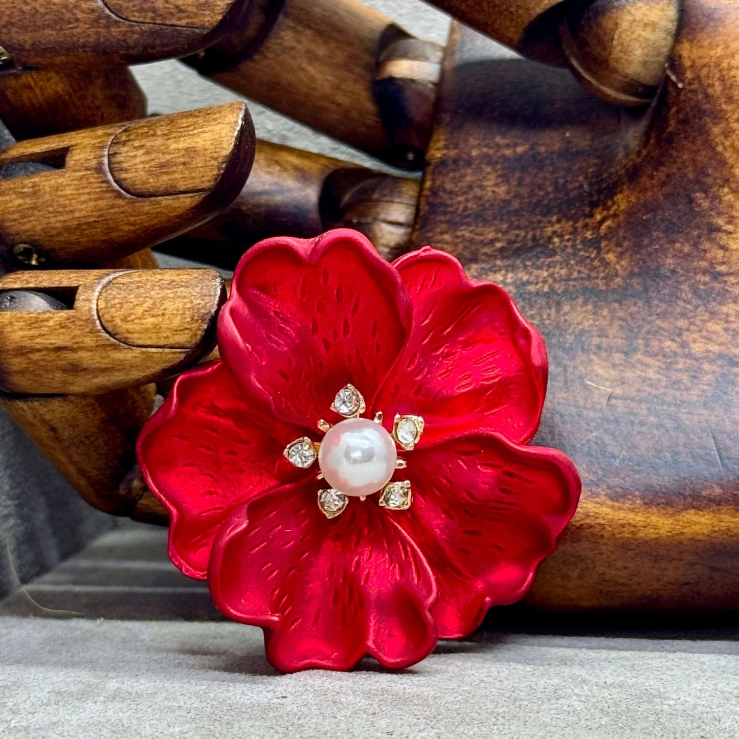 Large Enamel Poppy Brooch - Twelve Silver Trees