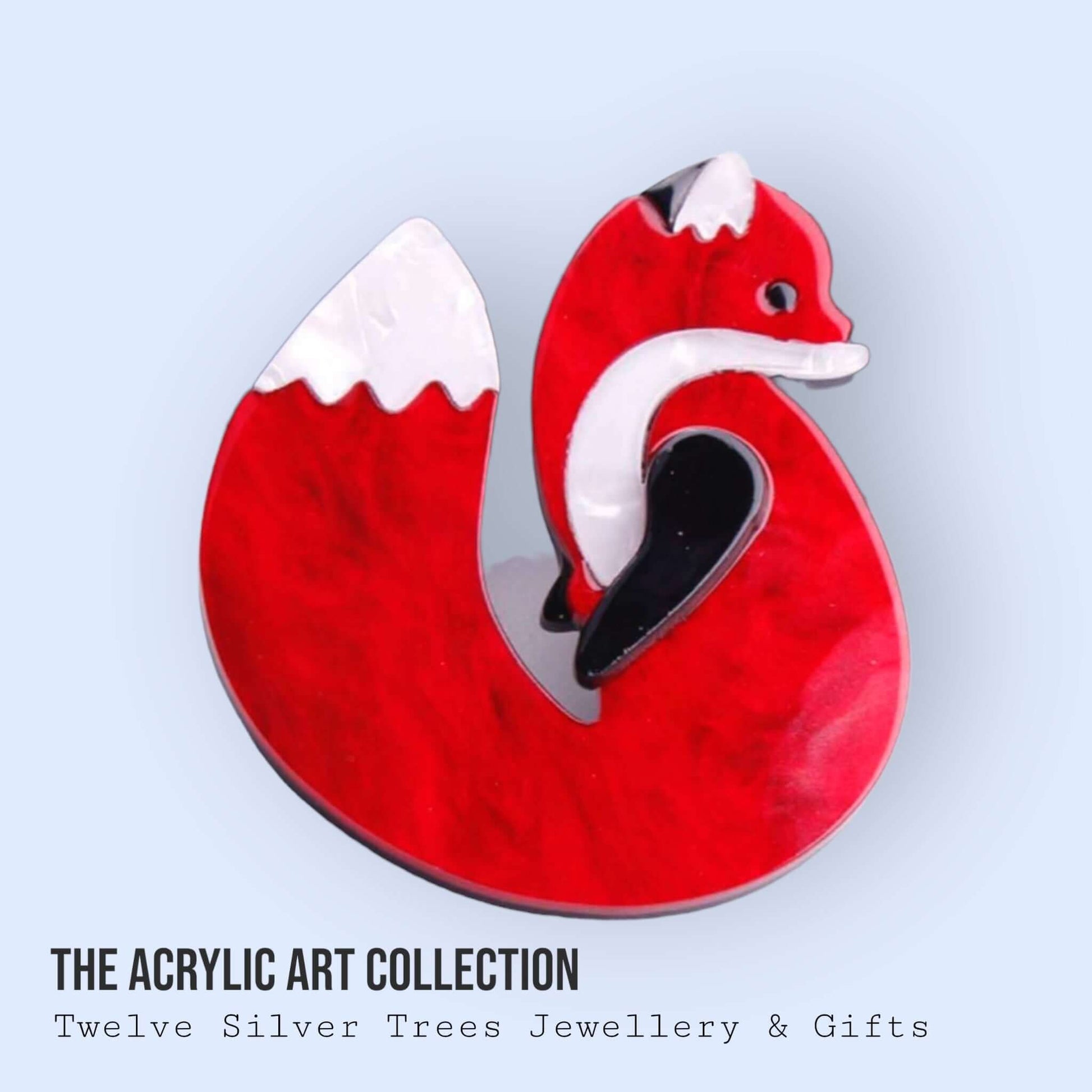 Handmade Acrylic Art Brooch - The Vibrant Fox - Twelve Silver Trees