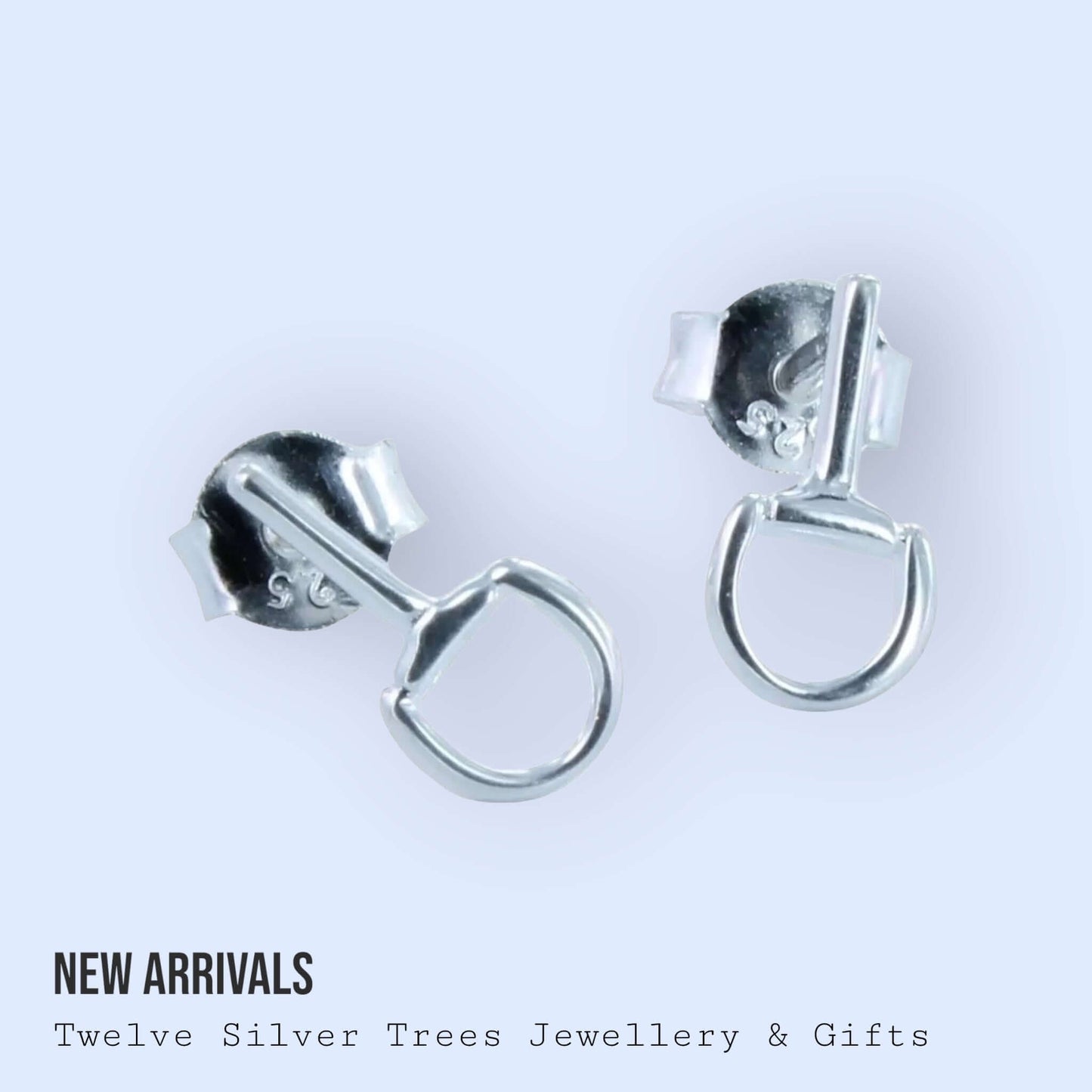 Mini Snaffle Sterling Silver Stud or Hoop Earrings - Twelve Silver Trees