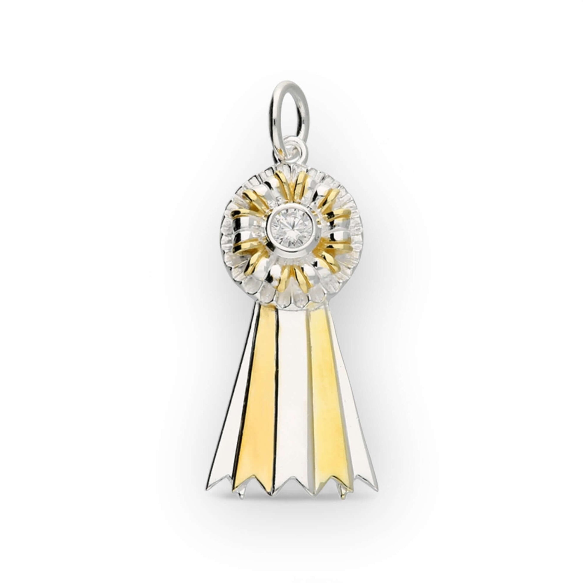 Sterling Silver Two-Tone Yellow Gold Vermeil Rosette Pendant - Twelve Silver Trees