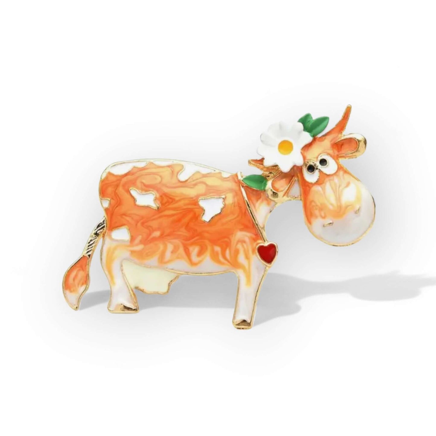 Cute Cow With Daisy Enamel brooch - Twelve Silver Trees