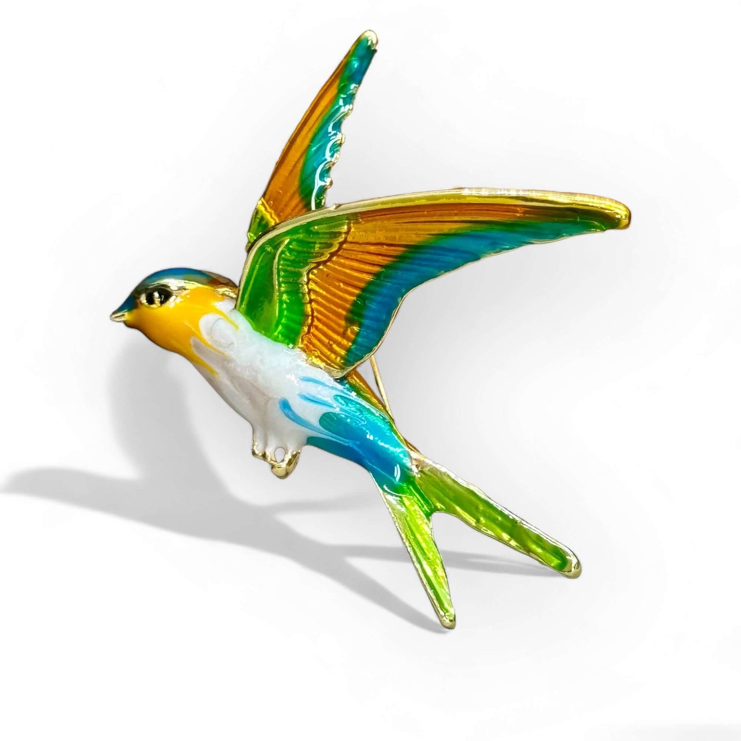 Multi-Coloured Enamel Swallow Brooch - Twelve Silver Trees