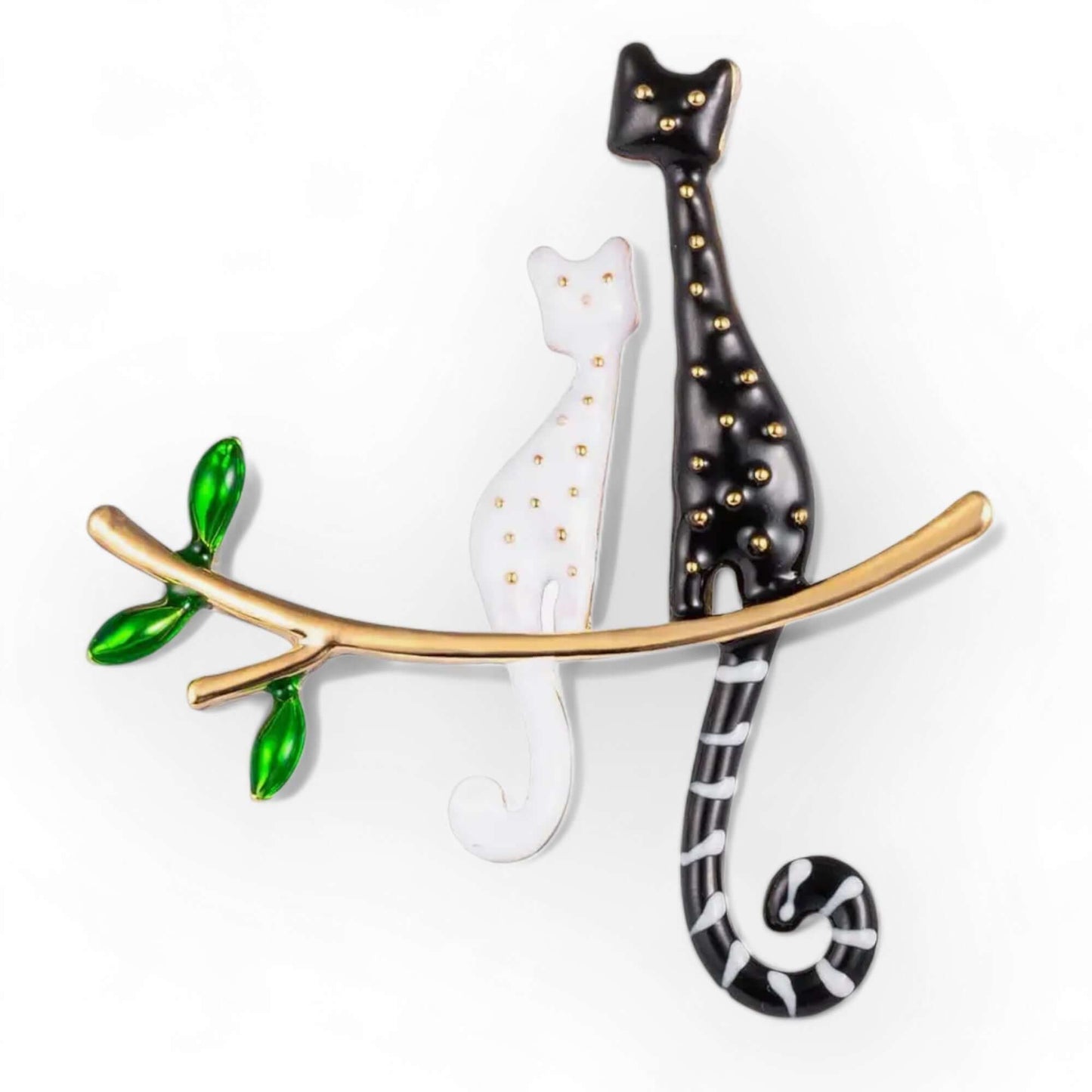 Black & White Enamel Cat Brooch - Twelve Silver Trees