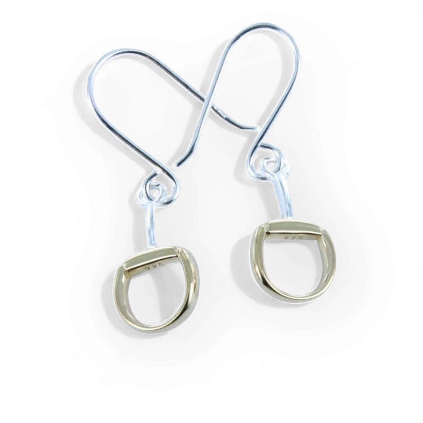 Sterling Silver Snaffle Bit Drop Earrings - Gold - Twelve Silver Trees