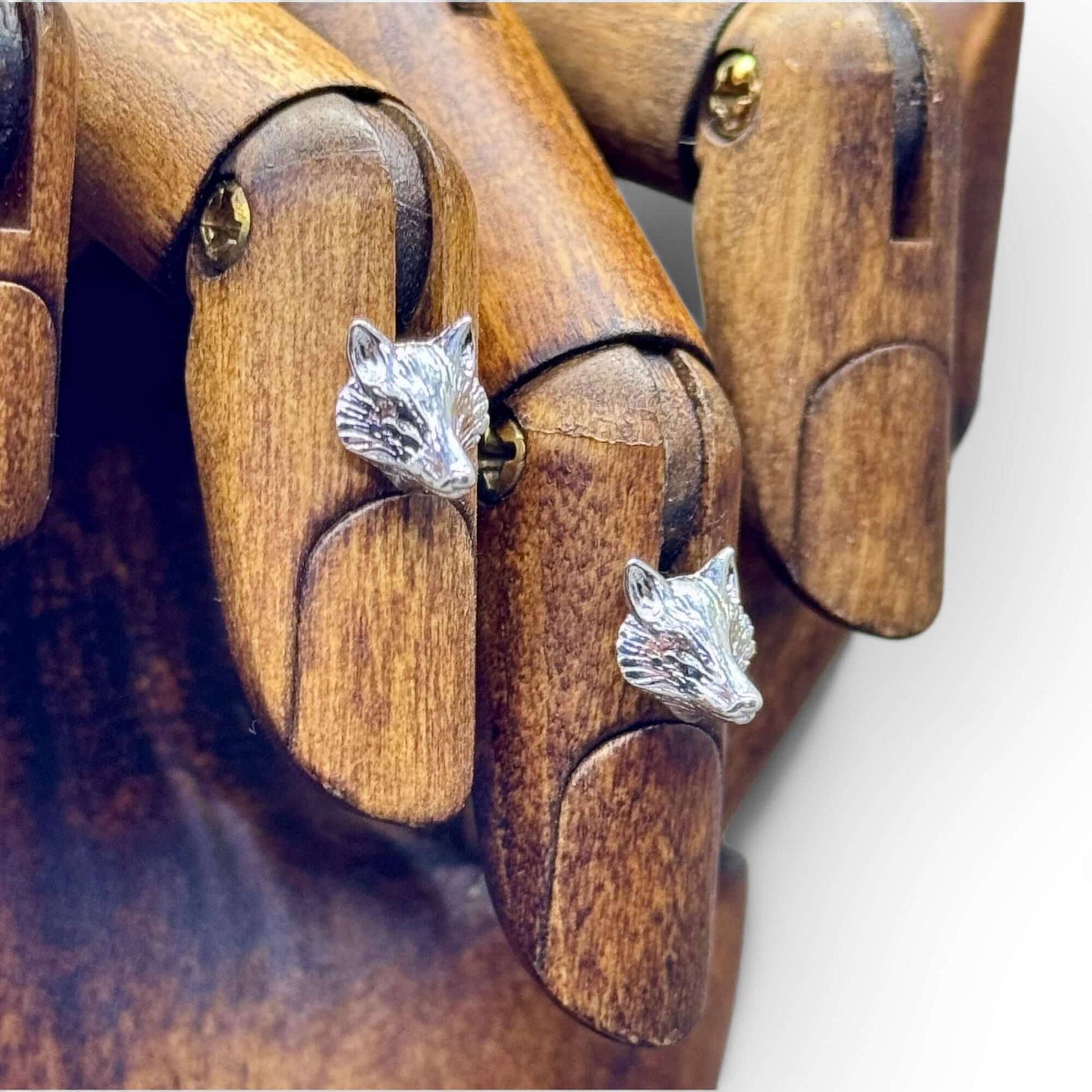 Sterling Silver Fox Head Stud Earrings - Twelve Silver Trees