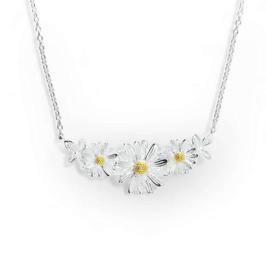 Three Daisy Chain Sterling Silver Necklace - Twelve Silver Trees