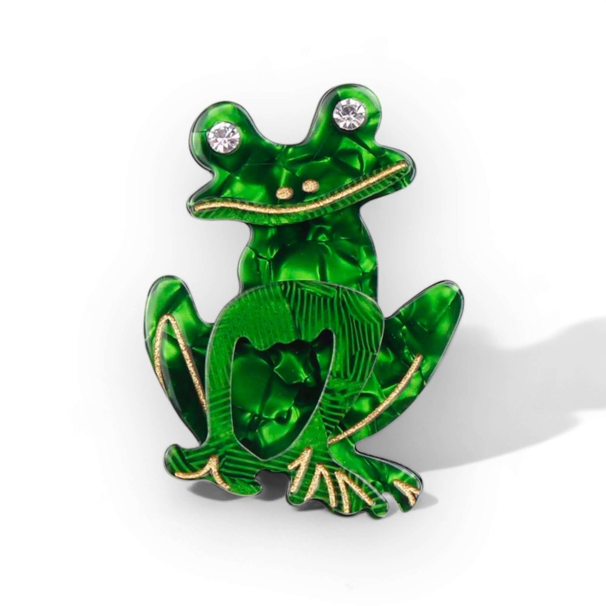 Handmade Acrylic Art Brooch - The Bemused Frog - Twelve Silver Trees