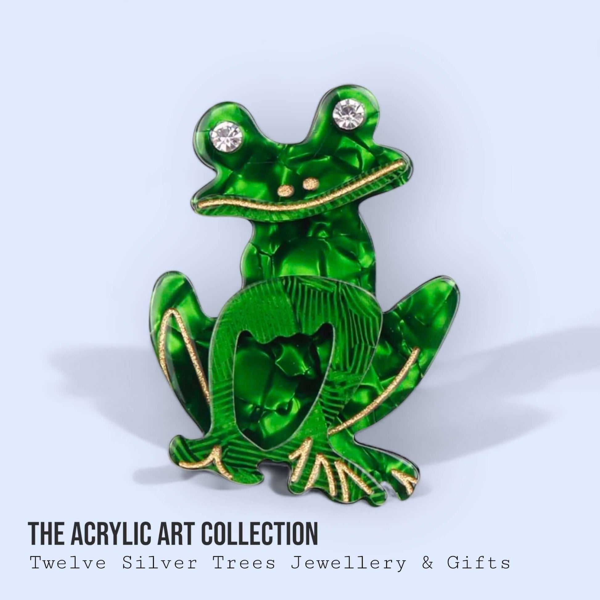 Handmade Acrylic Art Brooch - The Bemused Frog - Twelve Silver Trees