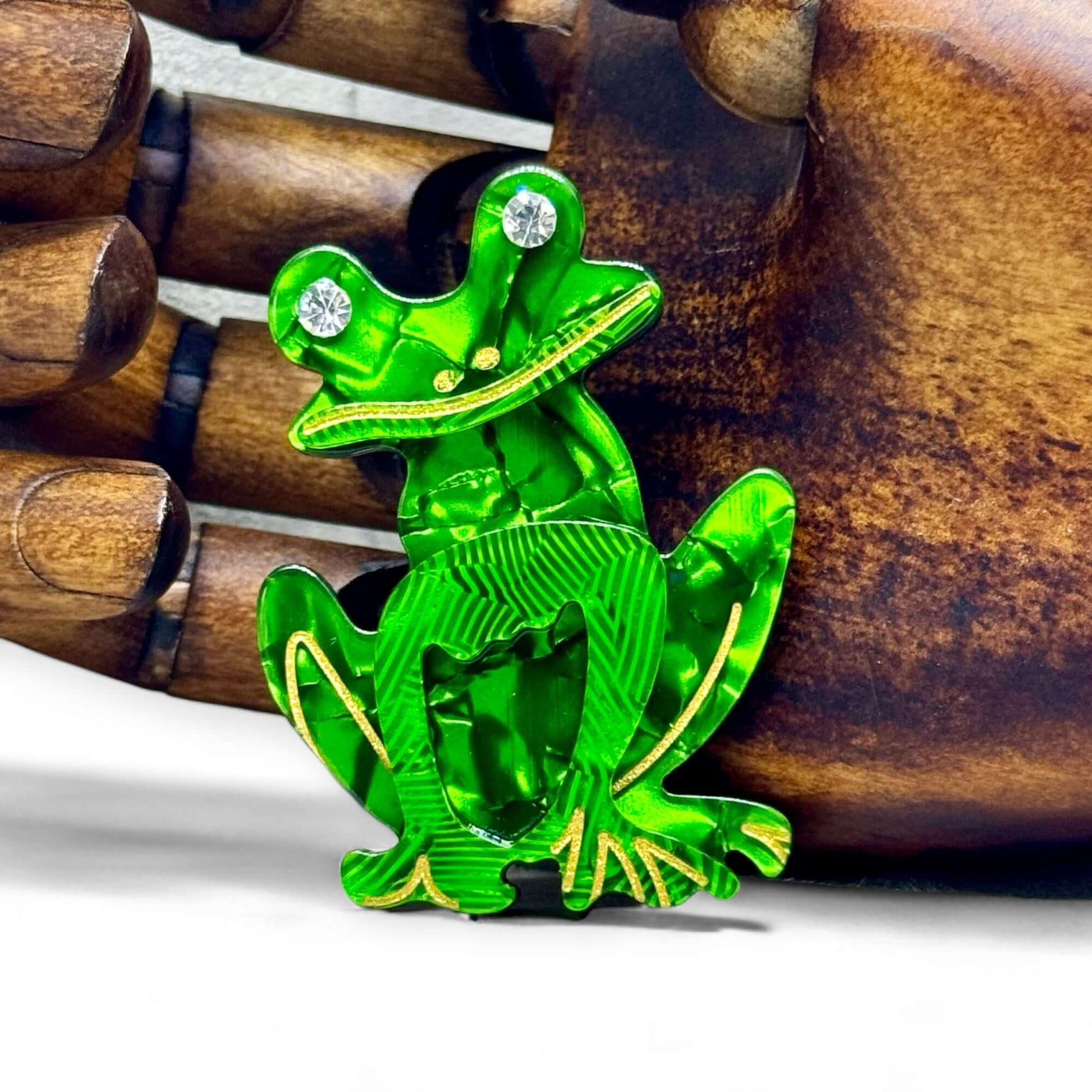 Handmade Acrylic Art Brooch - The Bemused Frog - Twelve Silver Trees