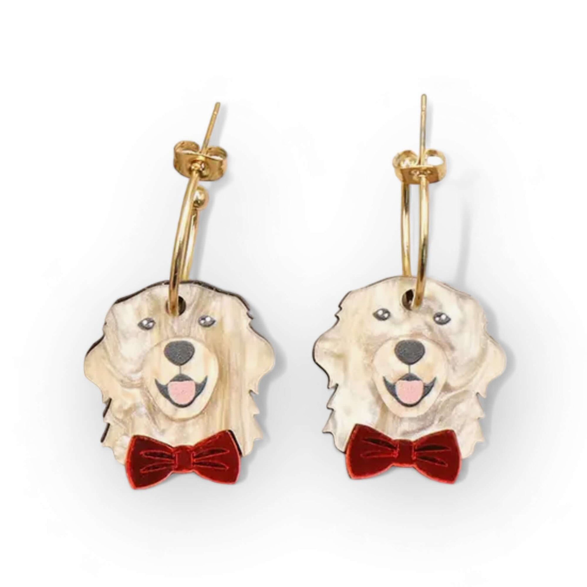 The Golden Retriever - Acrylic Art Dog Earrings - Twelve Silver Trees