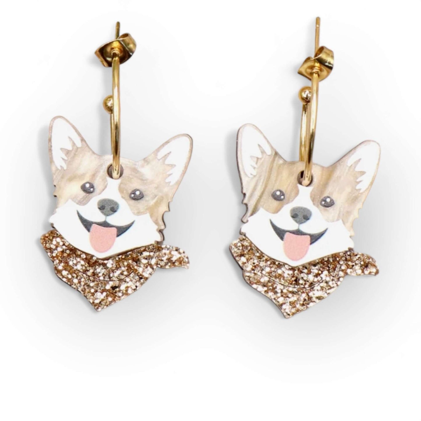 The Corgi - Acrylic Art Dog Earrings - Twelve Silver Trees