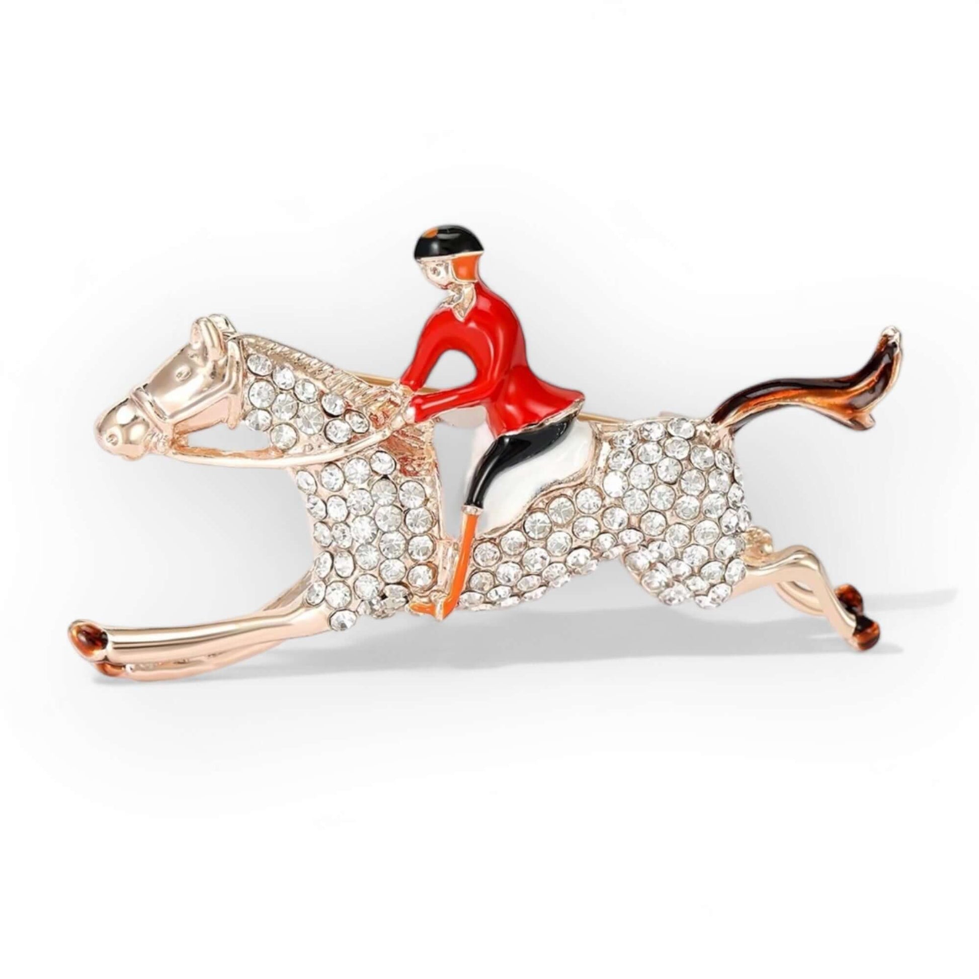 Enamel Horse And Jockey Brooch - Twelve Silver Trees