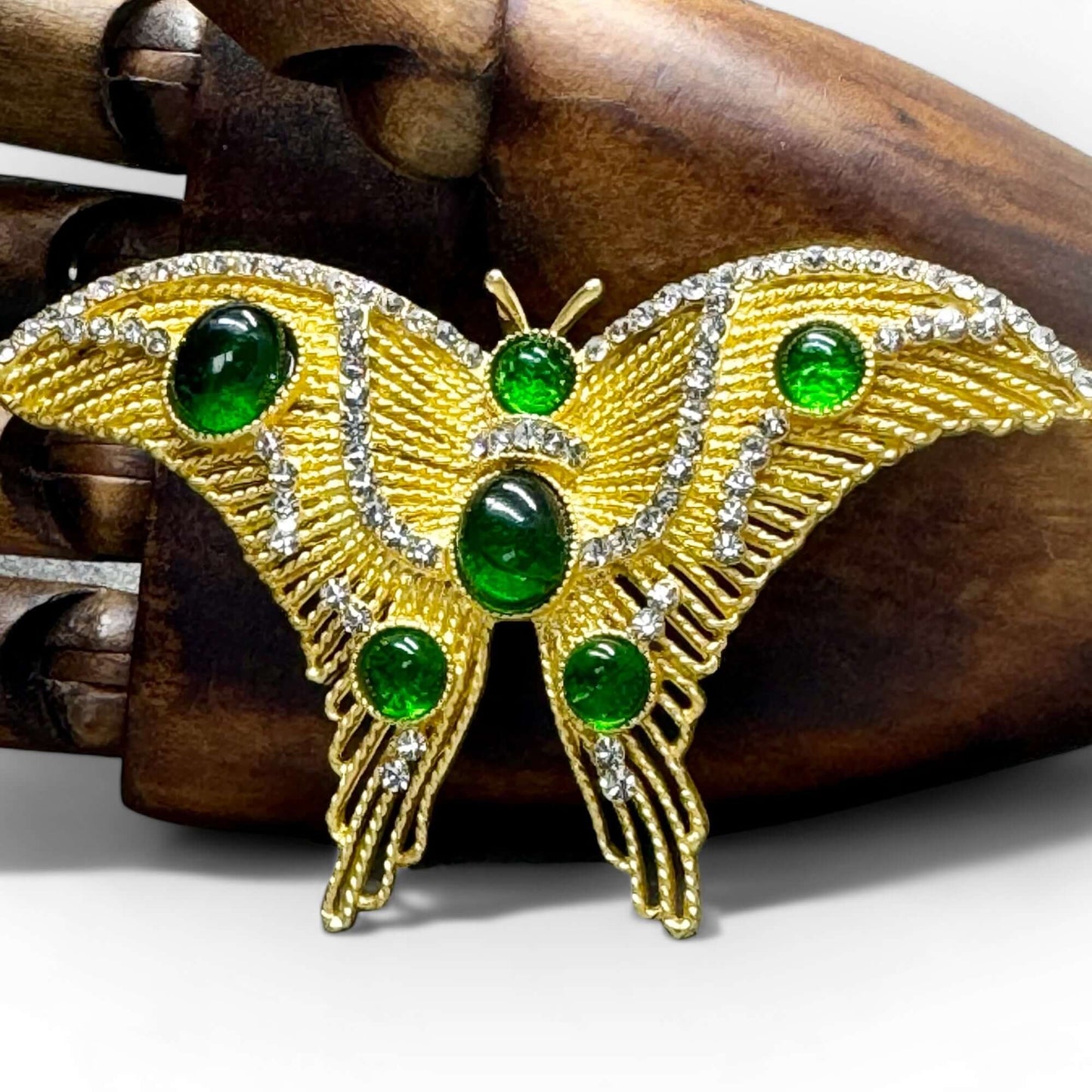 Large Gold-Tone Butterfly Brooch / Pendant - Twelve Silver Trees