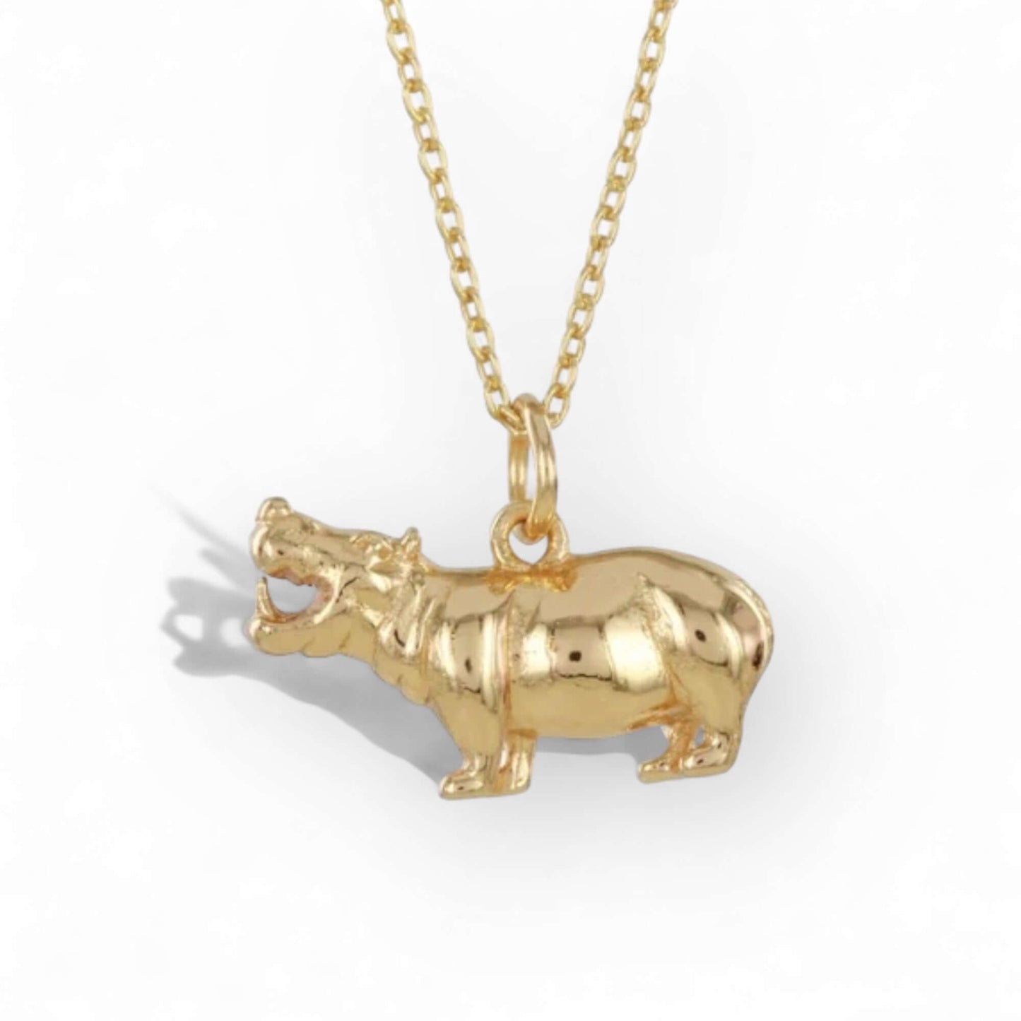 Gold Plated Hippo Pendant In Sterling Silver - Twelve Silver Trees