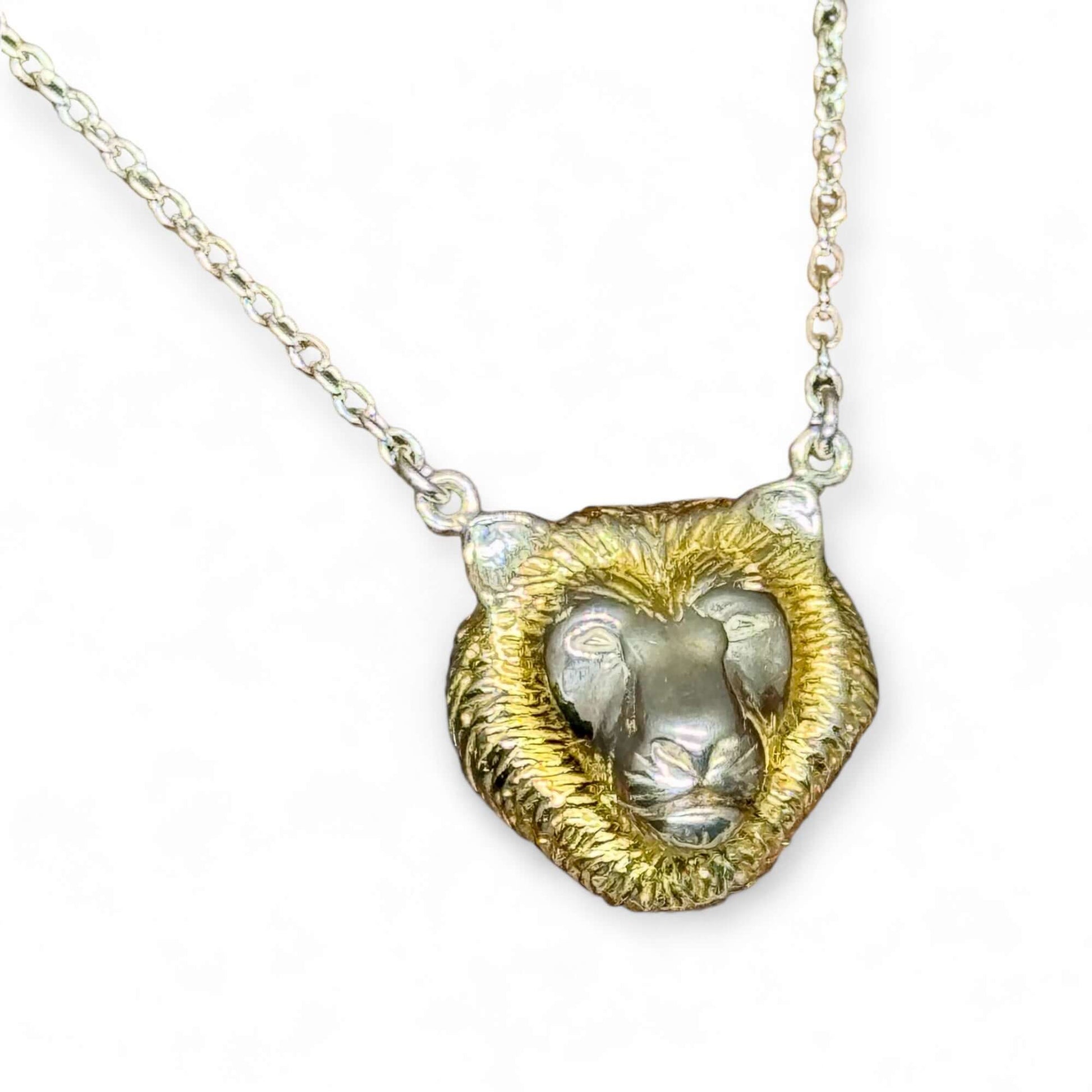 Lion Head Sterling Silver Necklace - Twelve Silver Trees