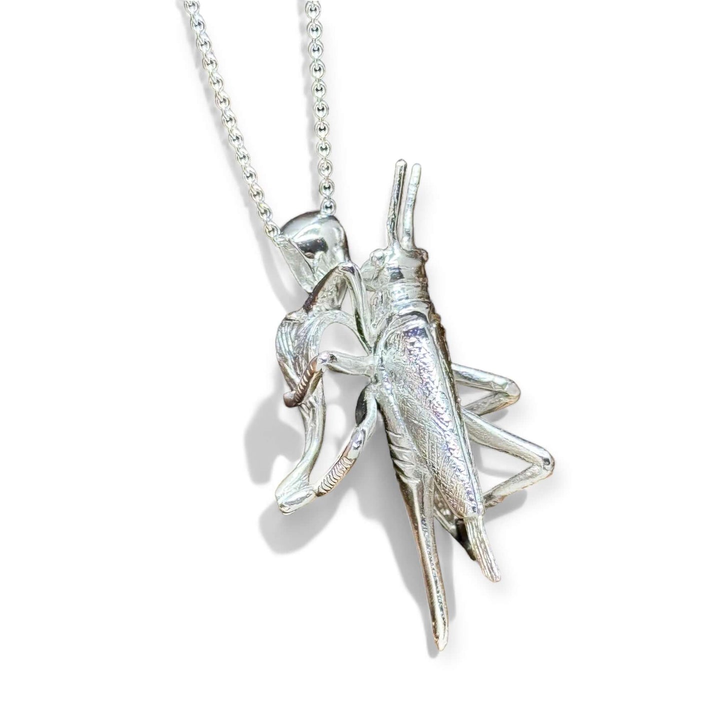 Handmade Grasshopper Sterling Silver Pendant - Twelve Silver Trees