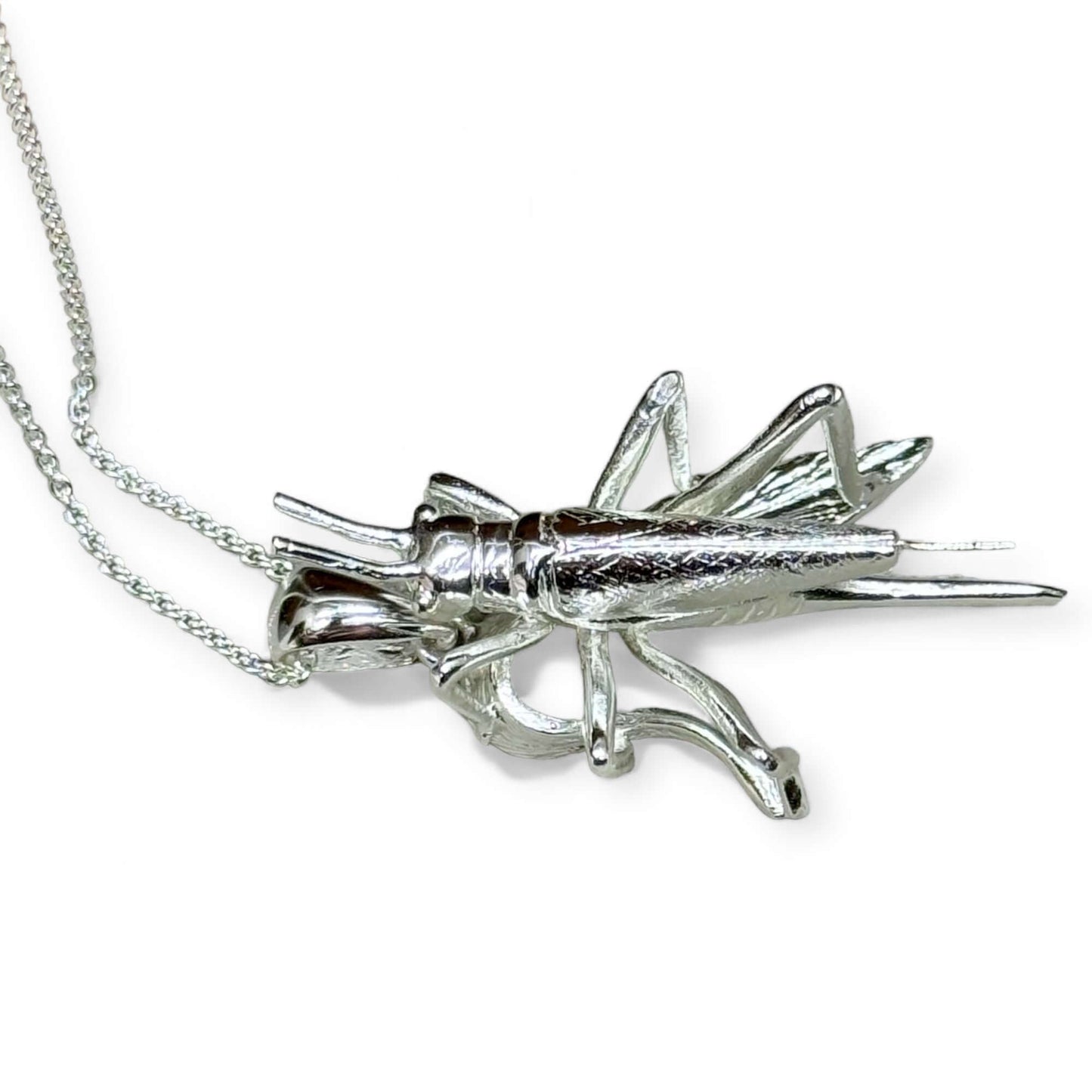 Handmade Grasshopper Sterling Silver Pendant - Twelve Silver Trees