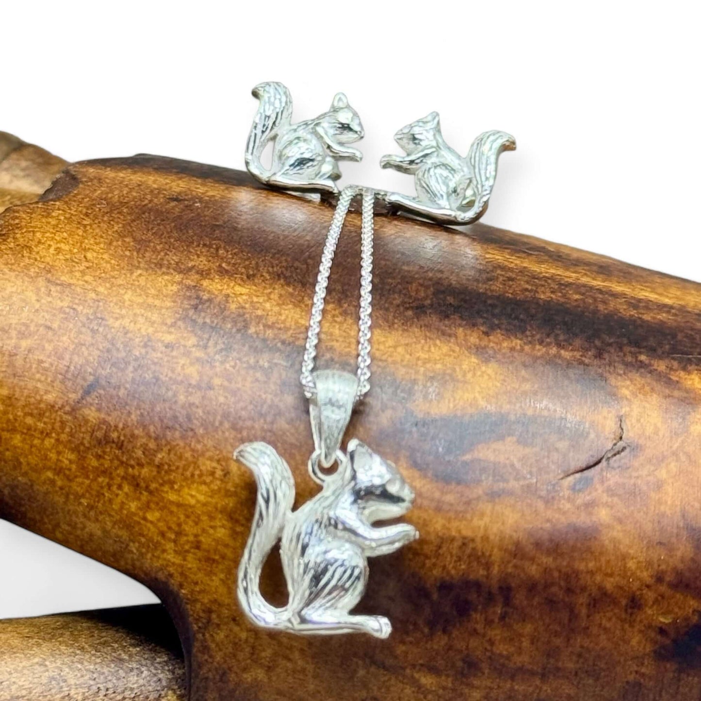 Handcrafted Squirrel Sterling Silver Squirrel Pendant - Twelve Silver Trees