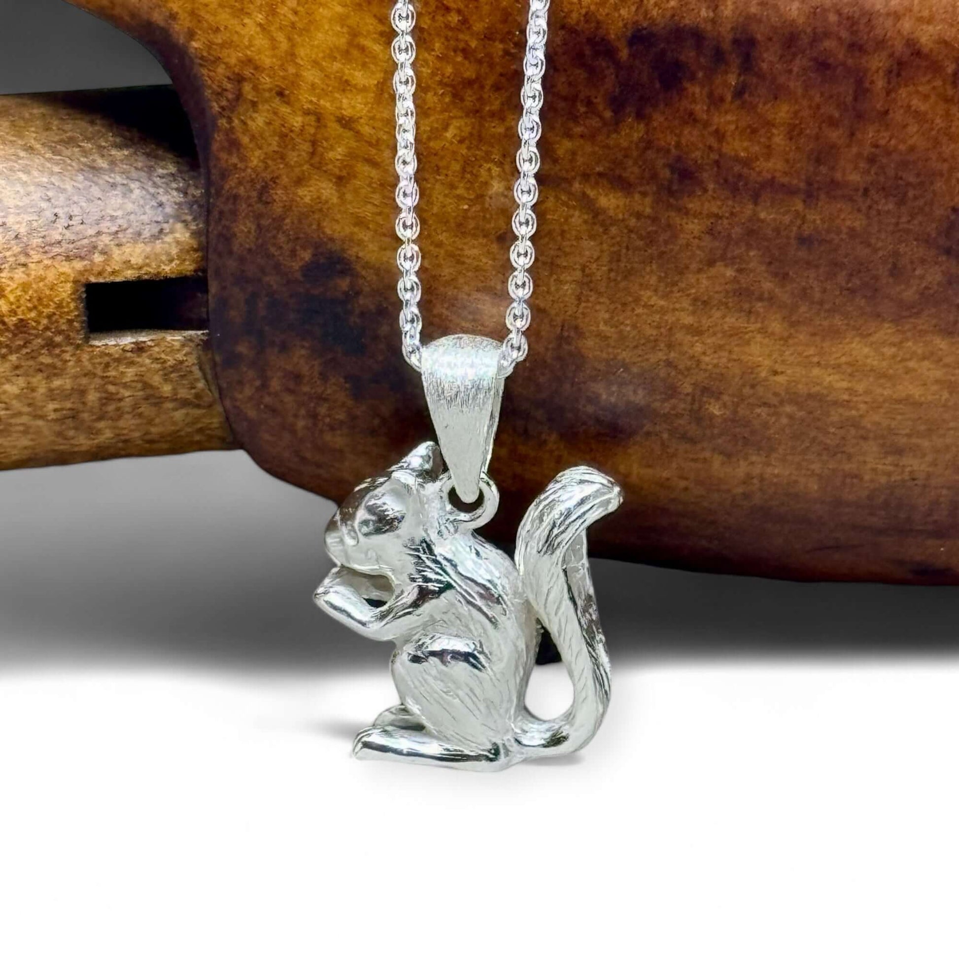 Handcrafted Squirrel Sterling Silver Squirrel Pendant - Twelve Silver Trees