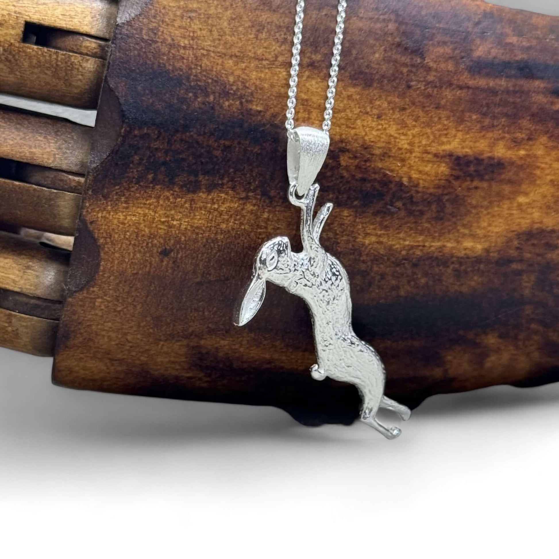 Handmade Sterling Silver Boxing Hare Pendant. - Twelve Silver Trees