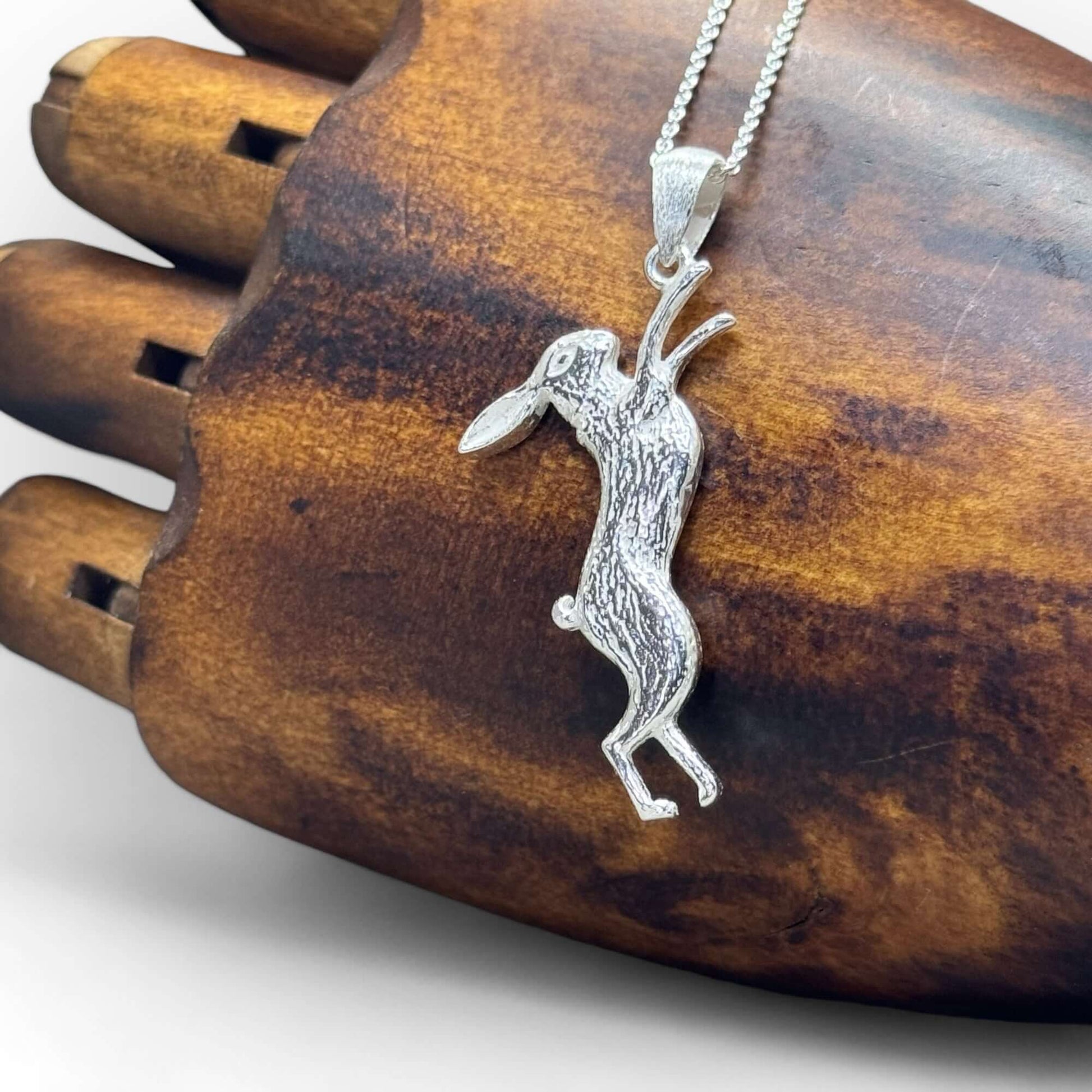 Handmade Sterling Silver Boxing Hare Pendant. - Twelve Silver Trees