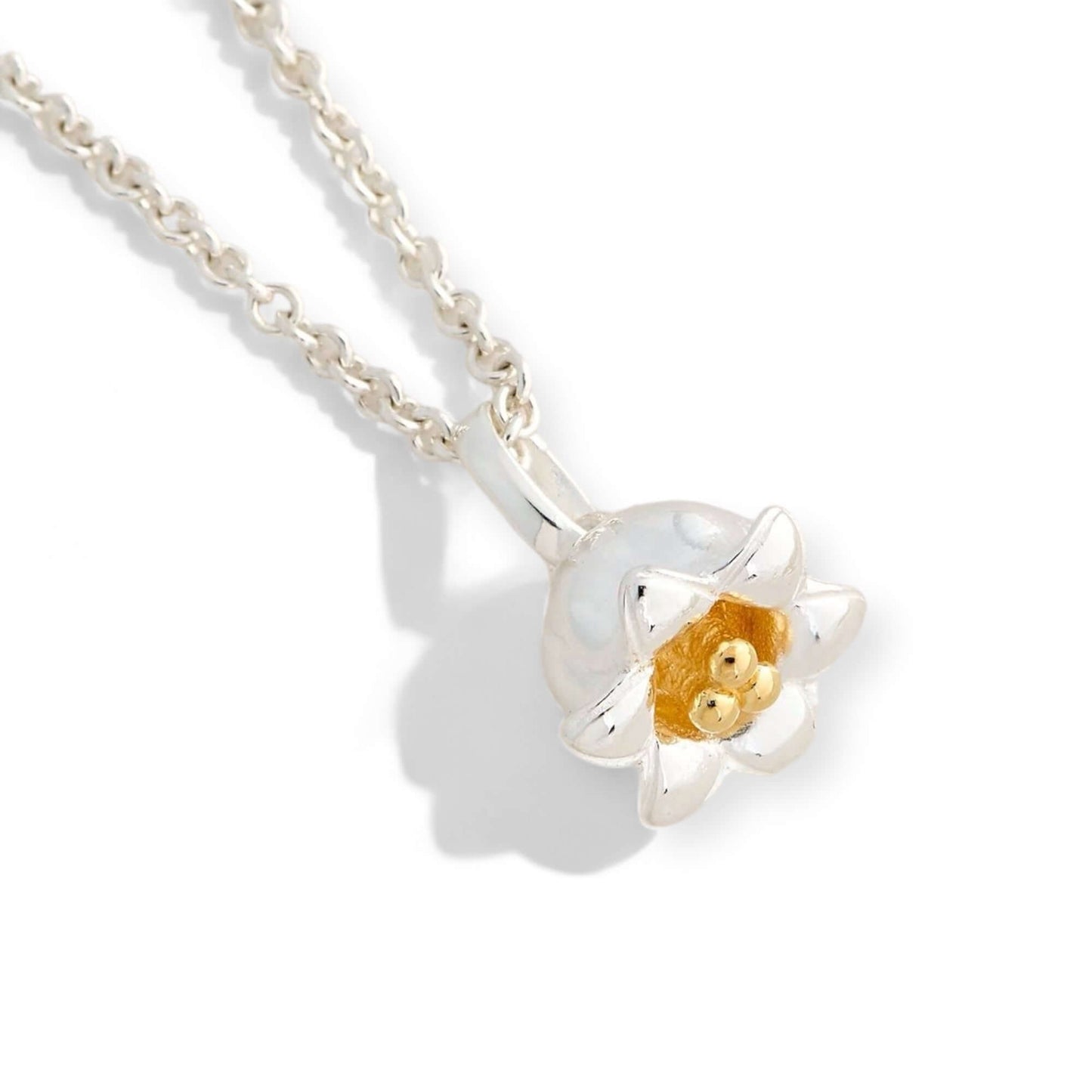 Lily Of The Valley Flower Charm Pendant In Sterling Silver & 18 Carat Gold - Twelve Silver Trees