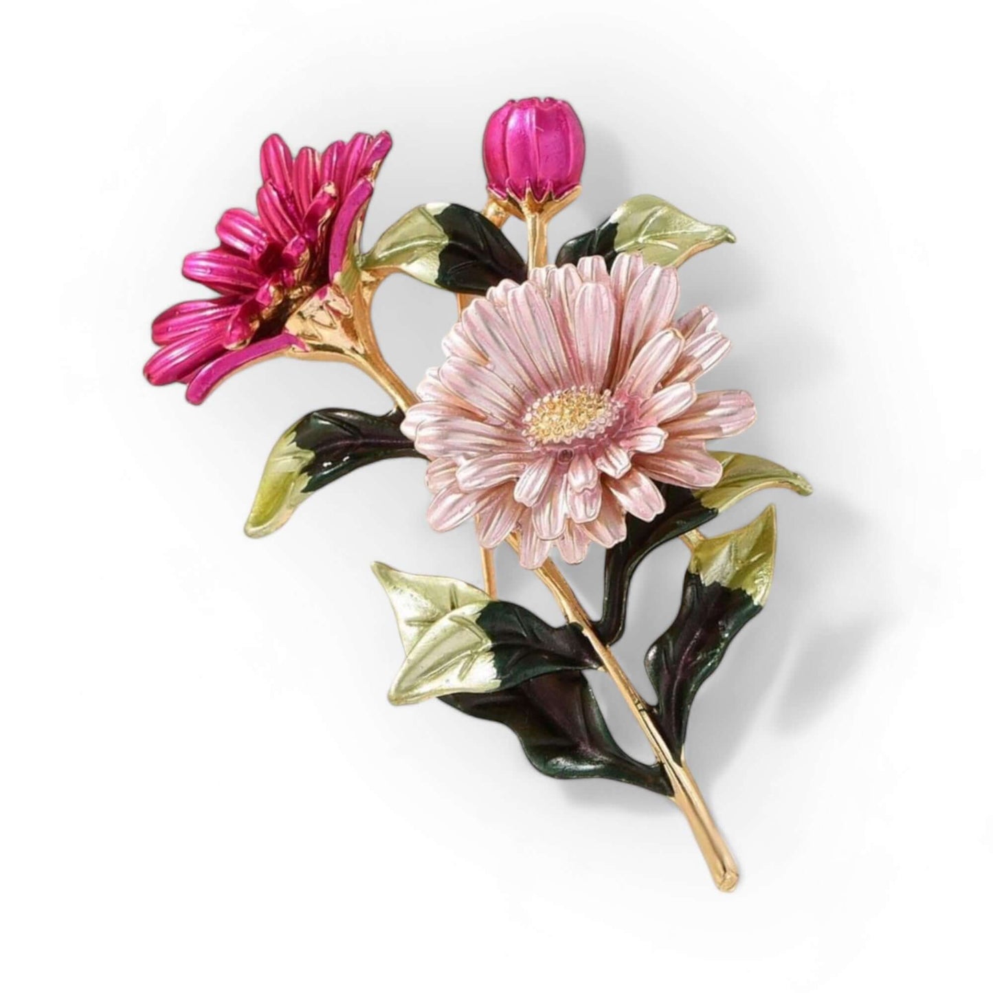 Chrysanthemum Corsage Enamel Brooch - Twelve Silver Trees