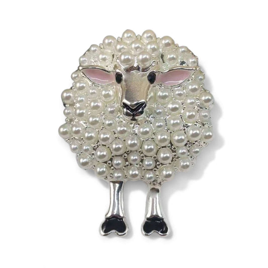 Large Faux Pearl Sheep Brooch - Twelve Silver Trees