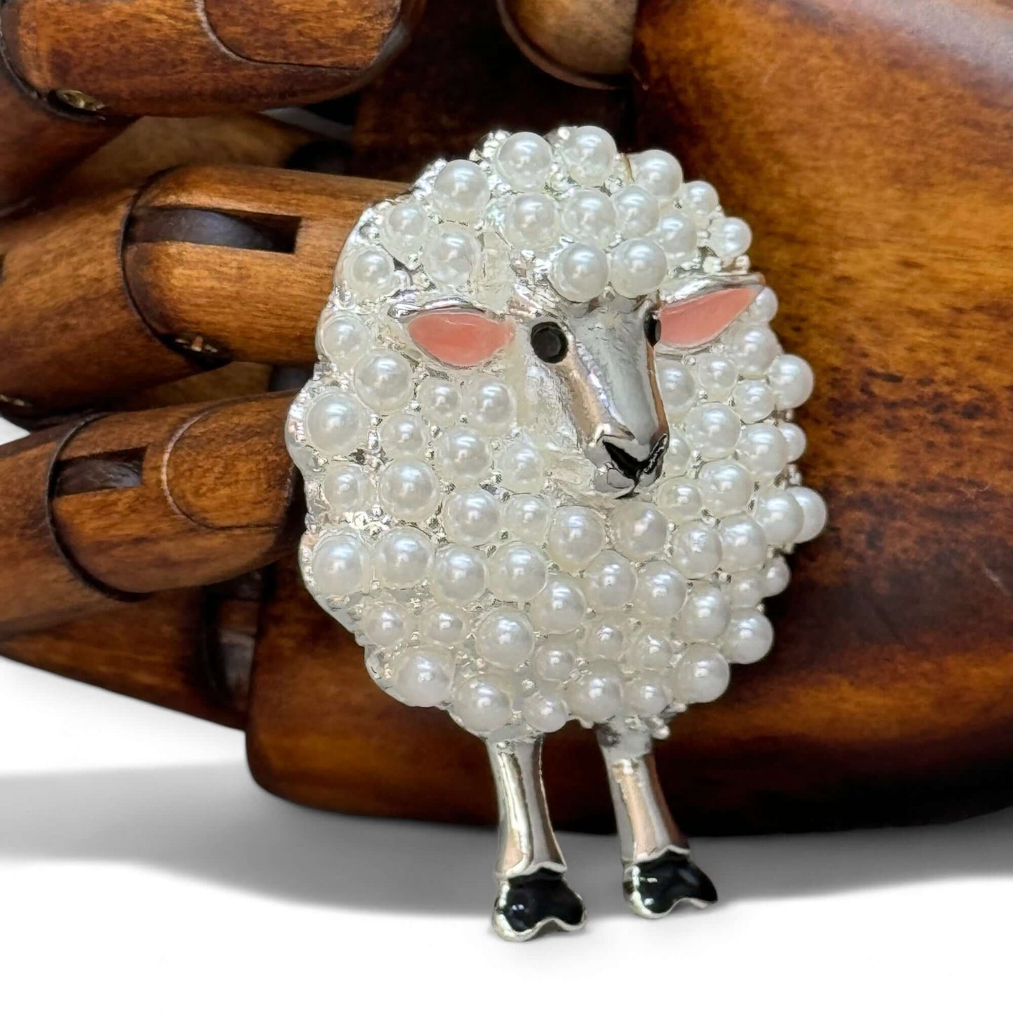 Large Faux Pearl Sheep Brooch - Twelve Silver Trees