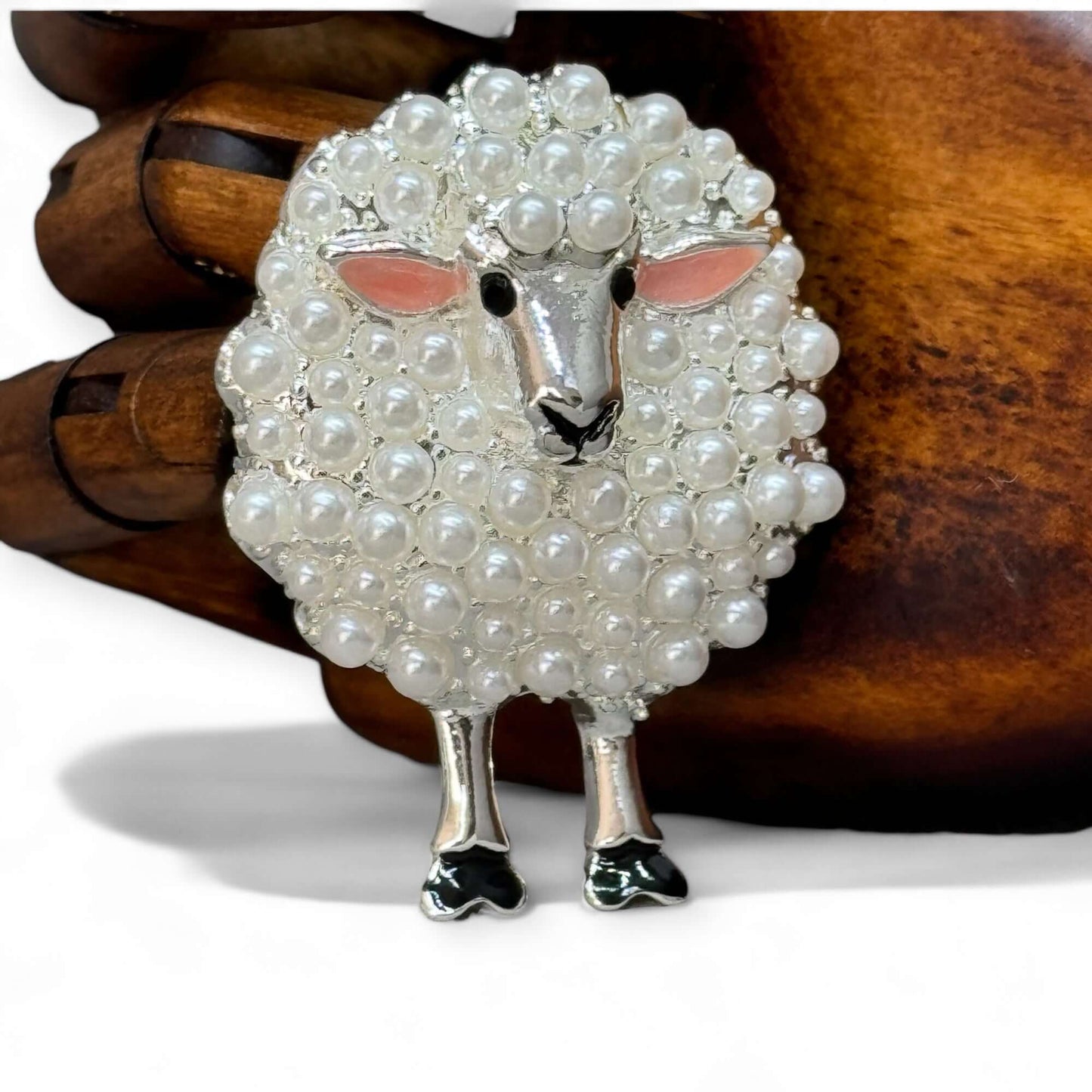 Large Faux Pearl Sheep Brooch - Twelve Silver Trees