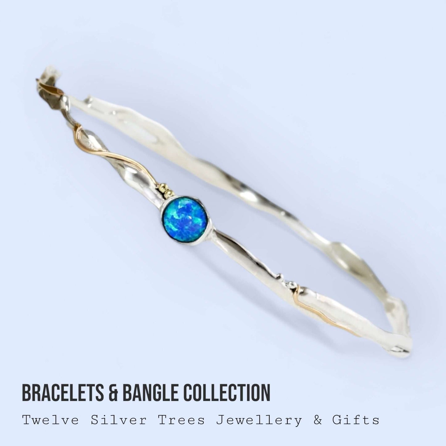 Organic Delicate Opalite Bangle - Twelve Silver Trees