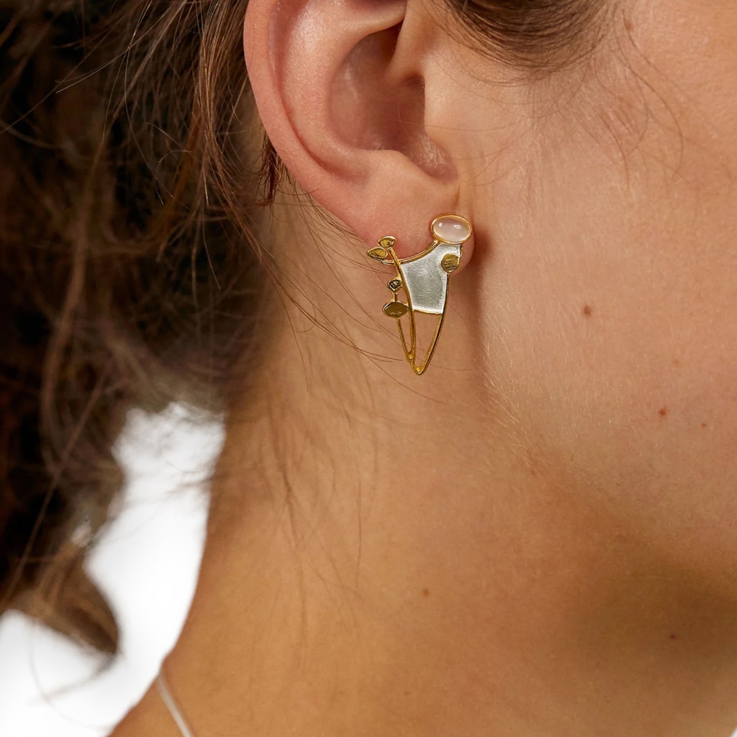 Cow Parsley Wildflower Moonstone Earrings - Twelve Silver Trees