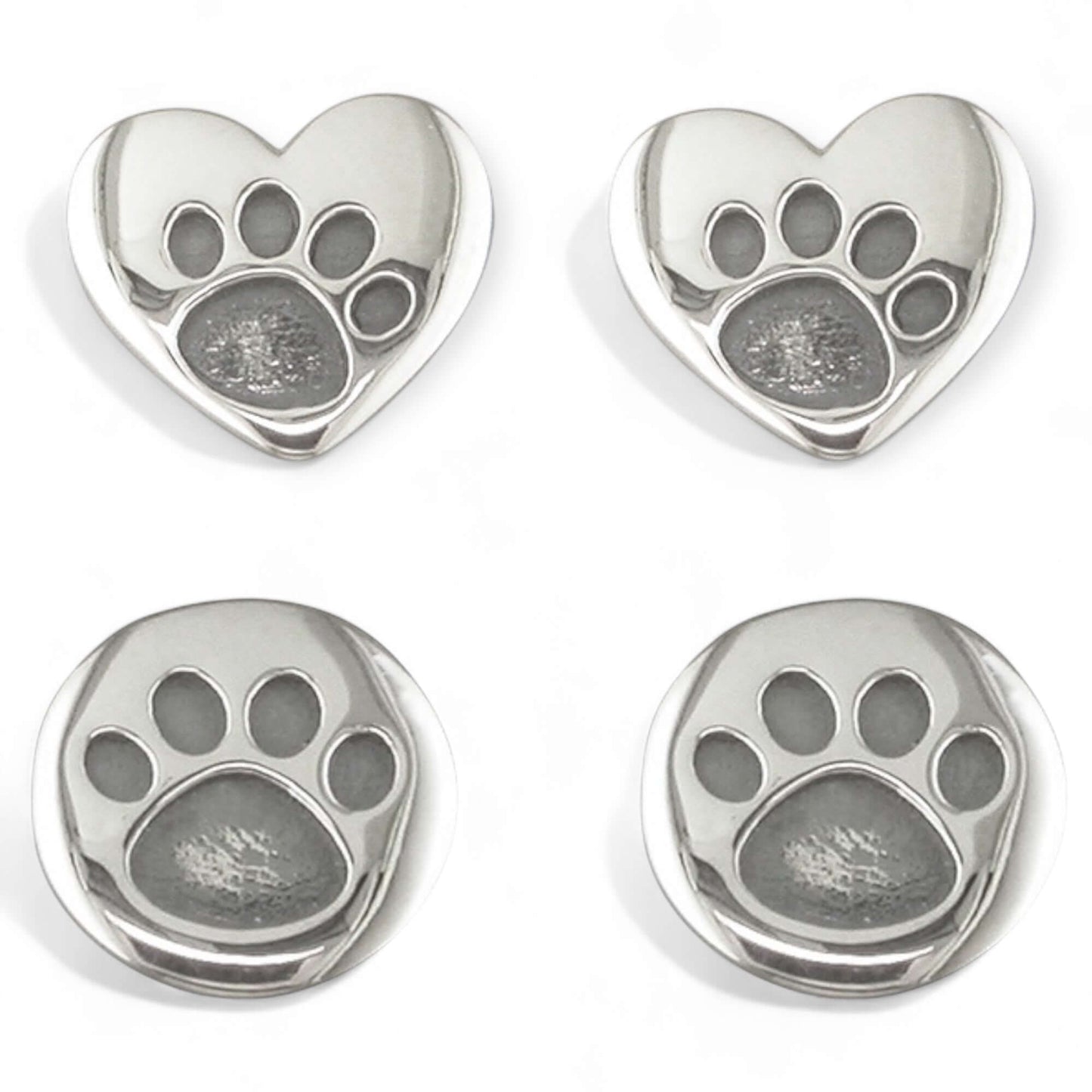 Sterling Silver Paw Print Stud Earrings - Twelve Silver Trees