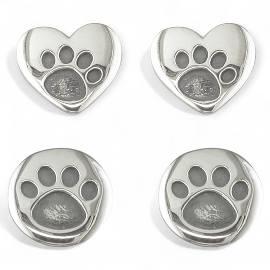 Sterling Silver Paw Print Stud Earrings - Twelve Silver Trees