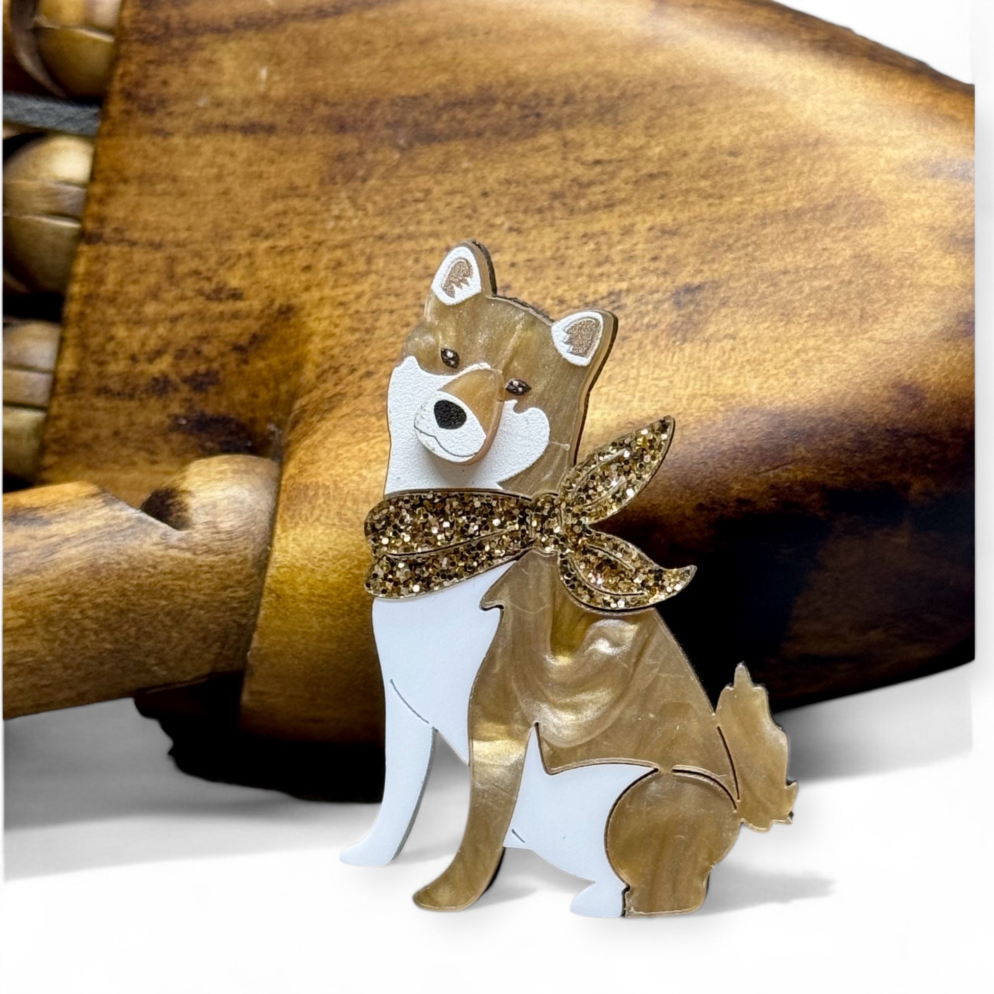 The Shiba Inu - Acrylic Art Dog Brooch - Twelve Silver Trees