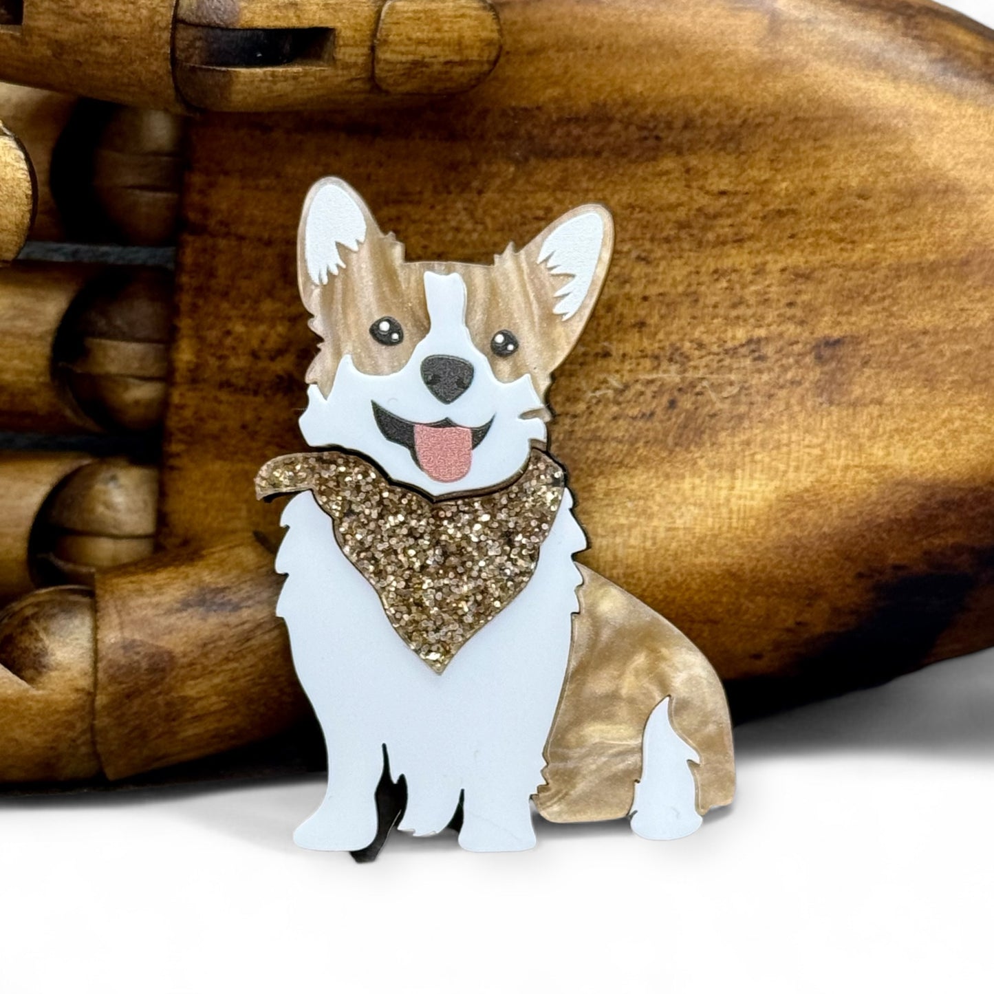 The Corgi - Acrylic Art Dog Brooch - Twelve Silver Trees