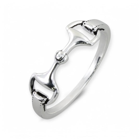 Snaffle ring With Stitch Detail In Sterling Silver