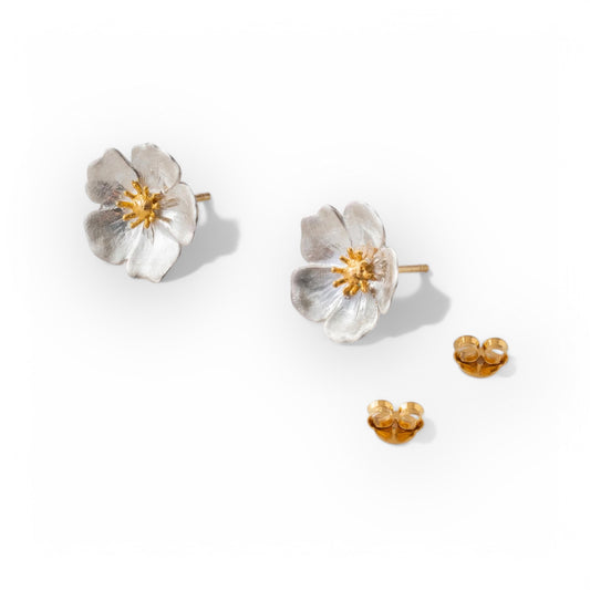 Buttercup Flower Stud Earrings - Twelve Silver Trees