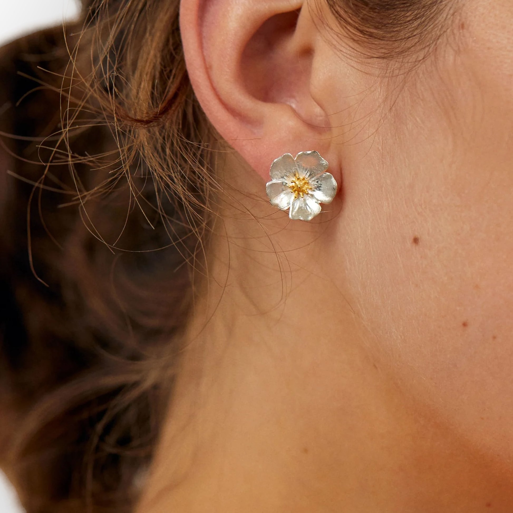 Buttercup Flower Stud Earrings - Twelve Silver Trees