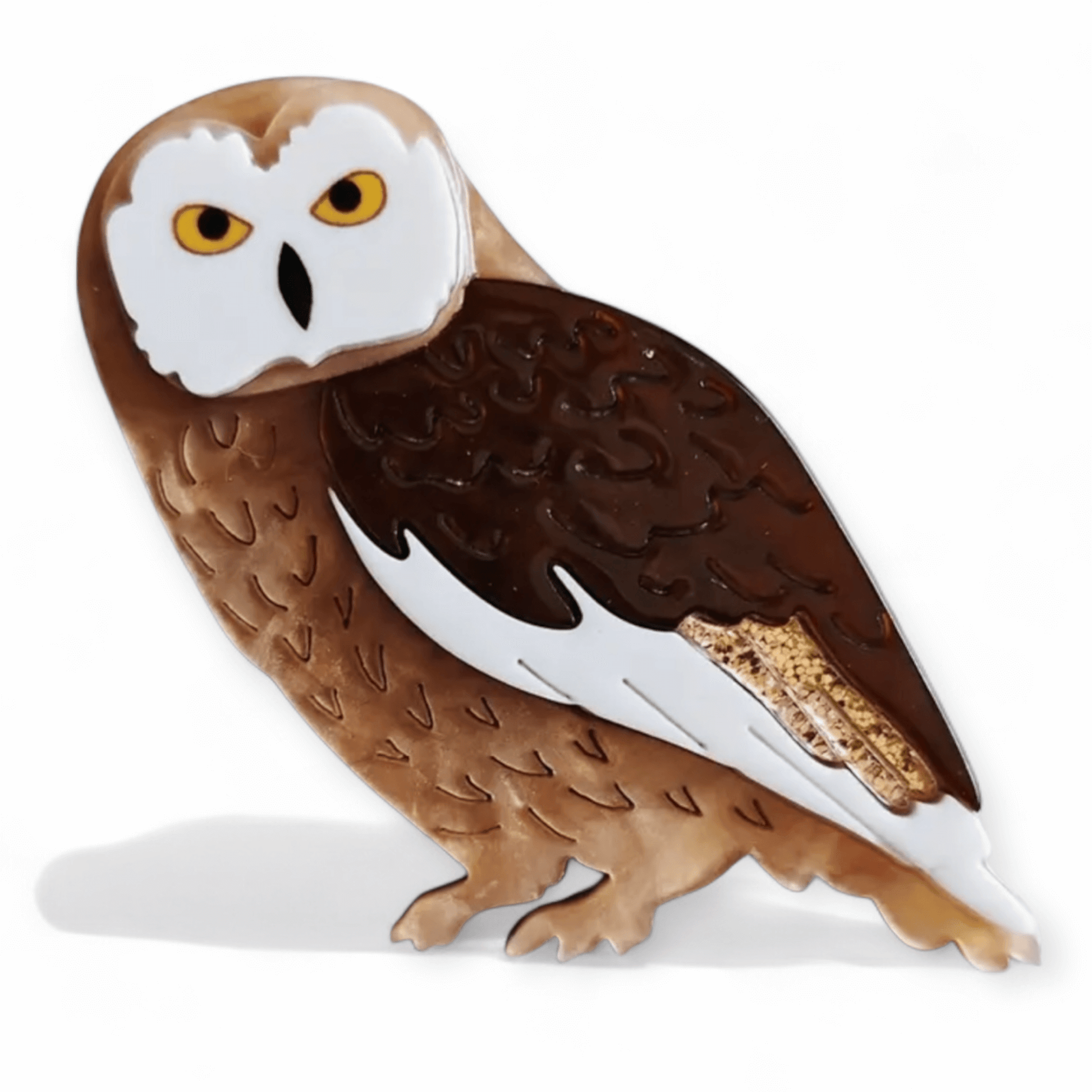 Handmade Acrylic Art Brooch - The Wise Owl - Twelve Silver Trees