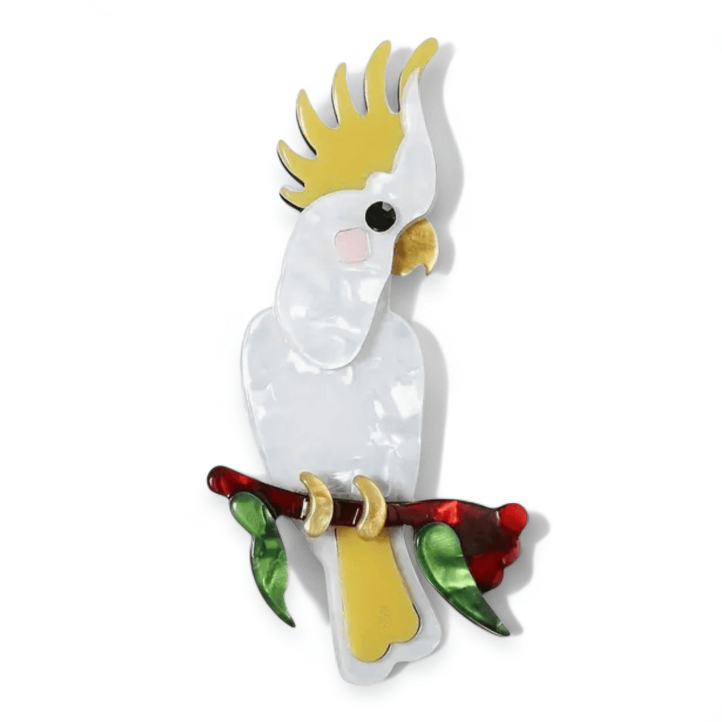 Handmade Acrylic Art Brooch - The Cockatoo - Twelve Silver Trees