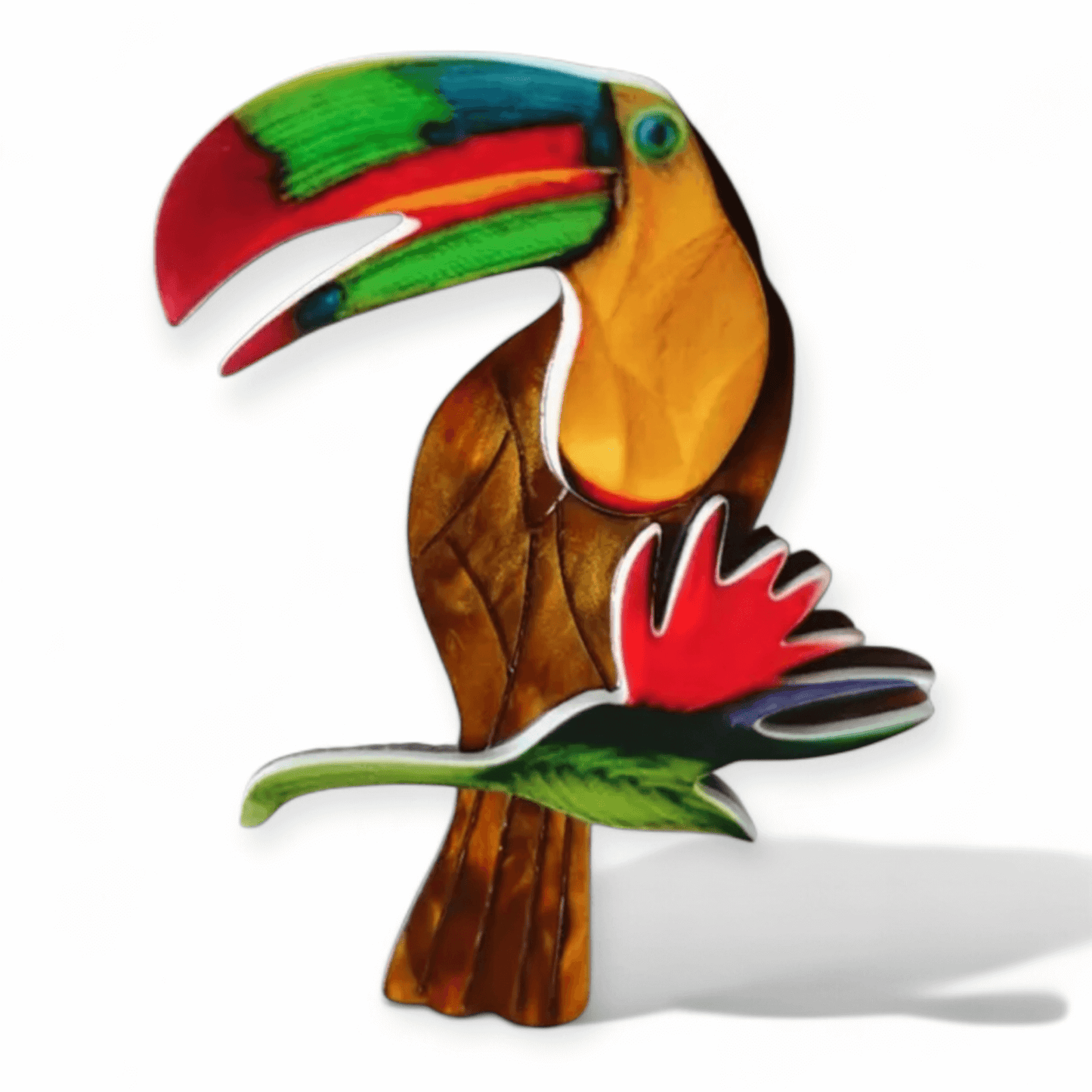Handmade Acrylic Art Brooch - The Tropical Toucan - Twelve Silver Trees