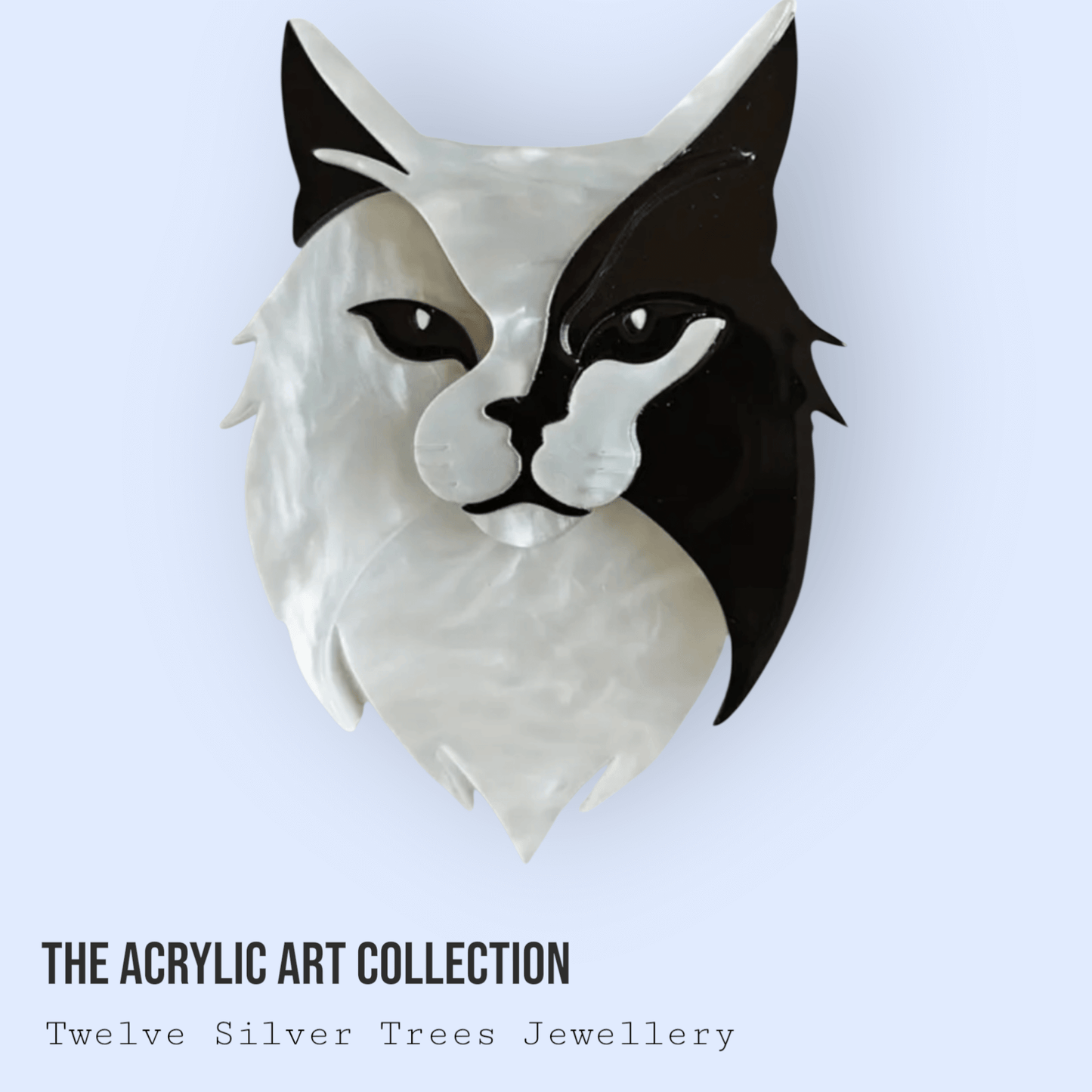 Handmade Acrylic Art Brooch - Ziggy The Cat - Twelve Silver Trees