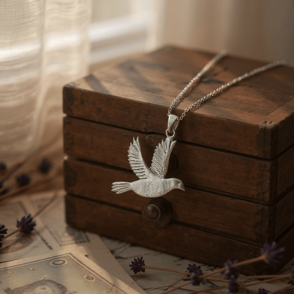 Doves Grace, Sterling Silver Dove Of Peace Pendant. - Twelve Silver Trees