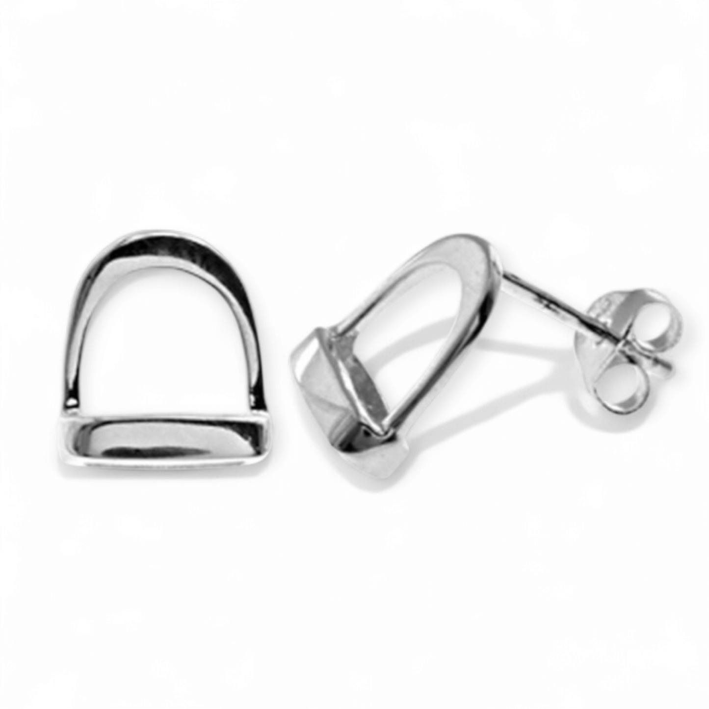 Sterling Silver Stirrup Stud Earrings - Twelve Silver Trees