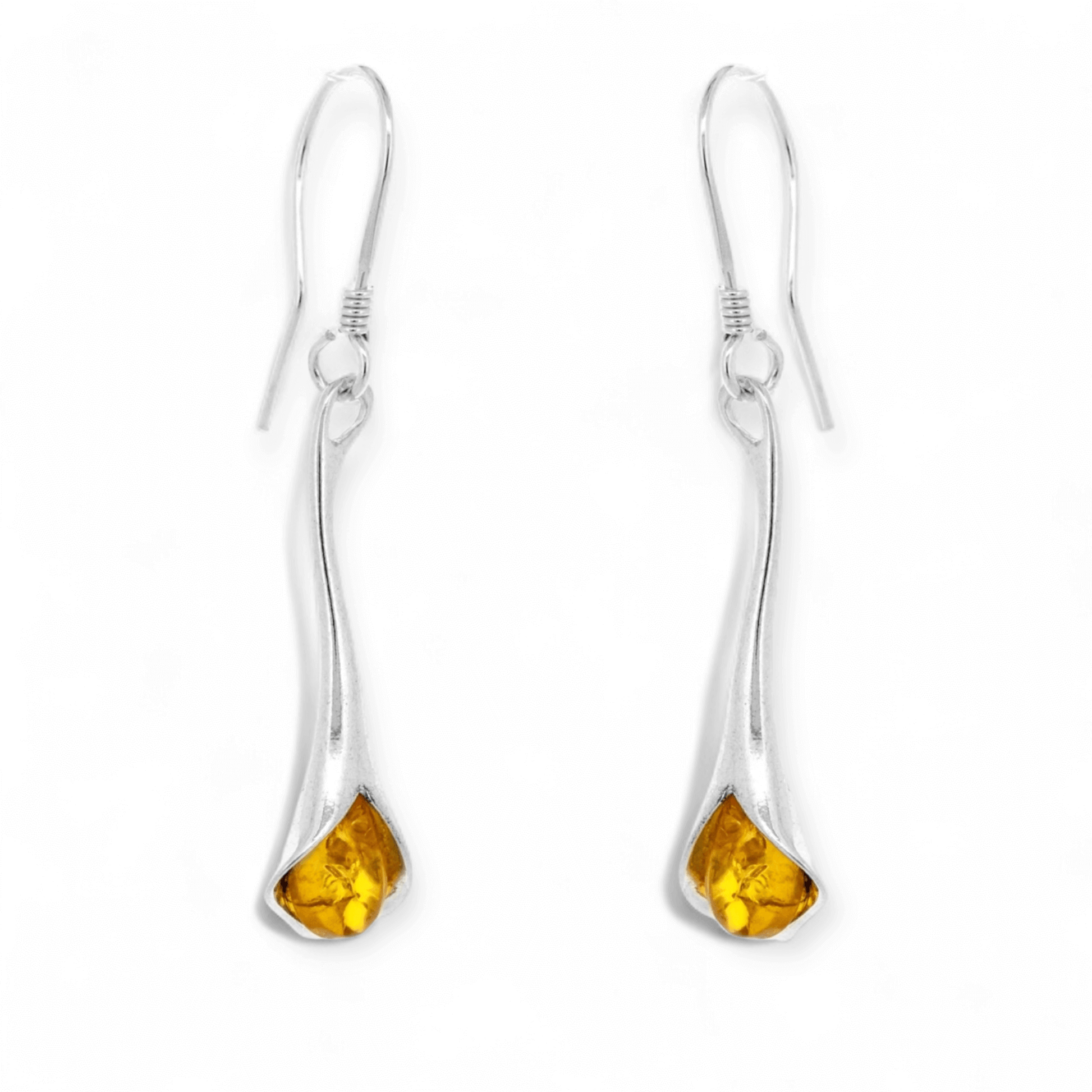 Sterling Silver & Amber Calla Lily Jewellery Set - Twelve Silver Trees