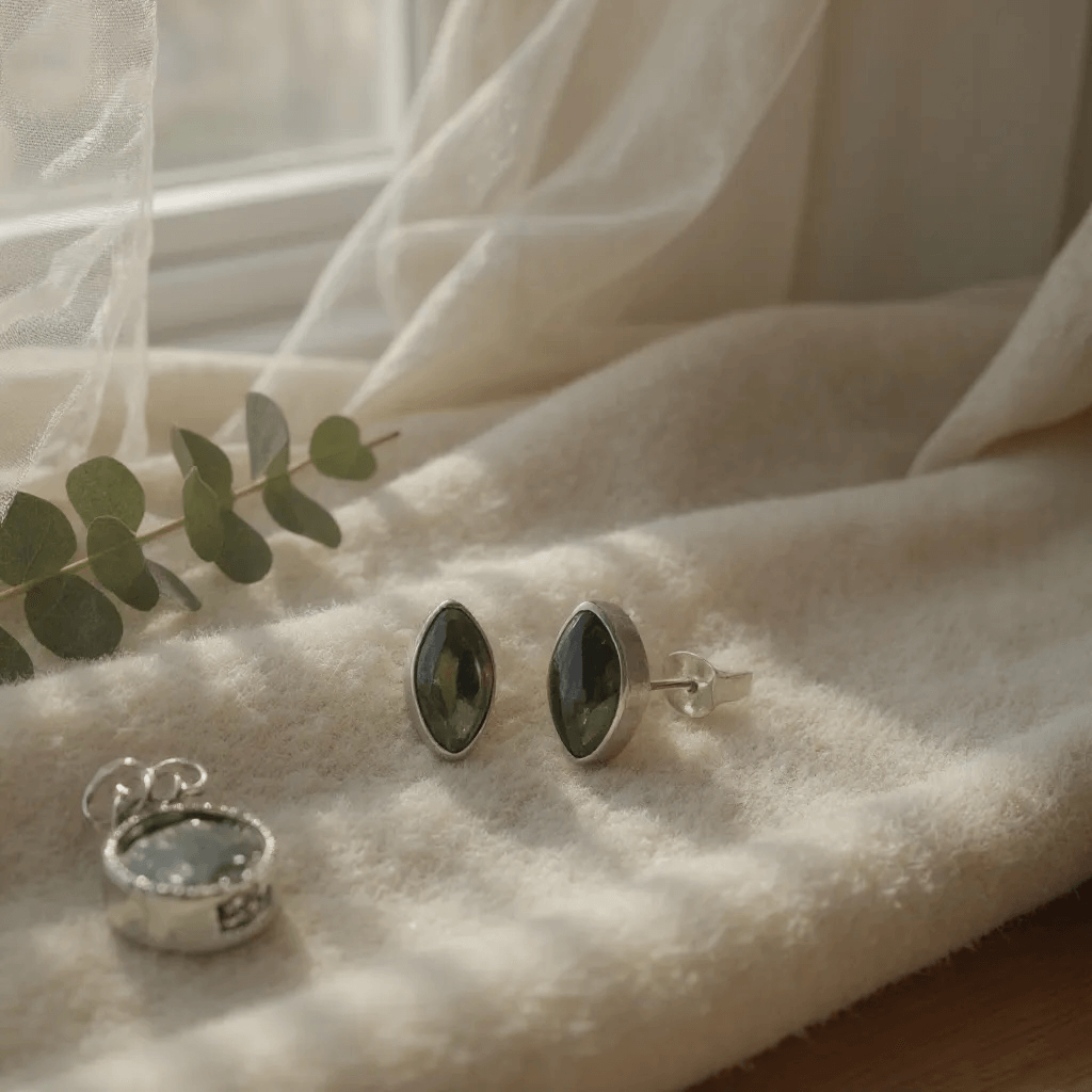 Marquise Labradorite Gemstone Earrings - Twelve Silver Trees