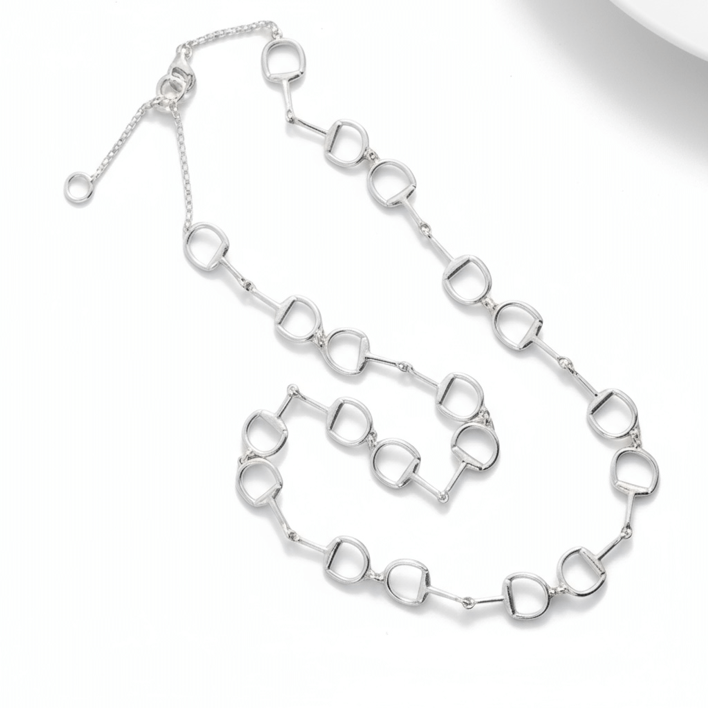 Continuous Snaffle Link Necklace - Large, Sterling Silver - Twelve Silver Trees