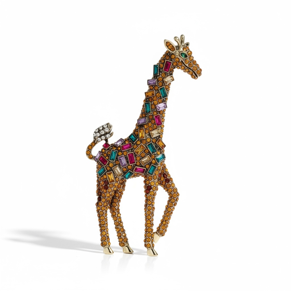 Jewelled Giraffe Statement Brooch - Twelve Silver Trees
