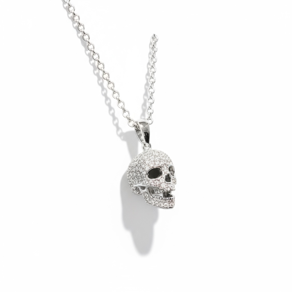 Sterling Silver Zirconia Skull Pendant - Twelve Silver Trees